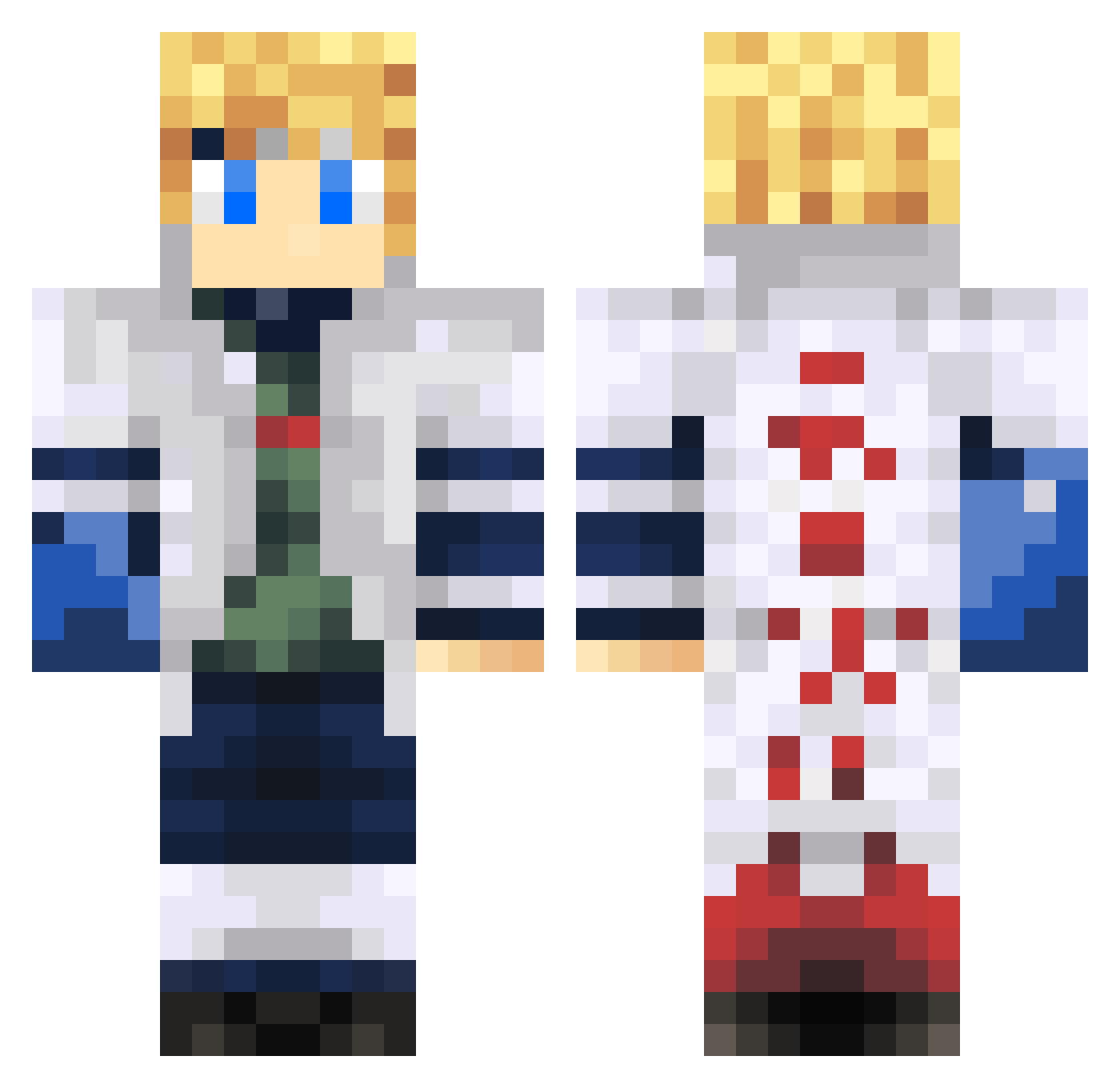 Acasty Minecraft skin, front and back view