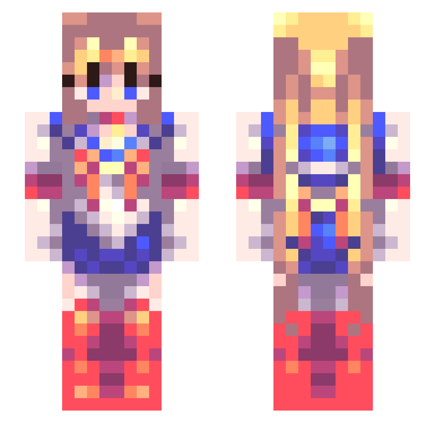 bunnyxkiki Minecraft skin, front and back view