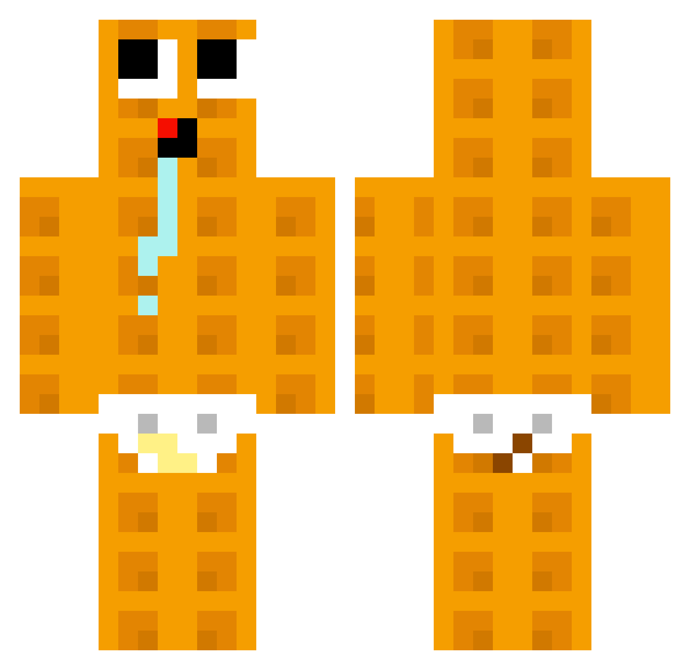 BlockyWaffles Minecraft skin, front and back view