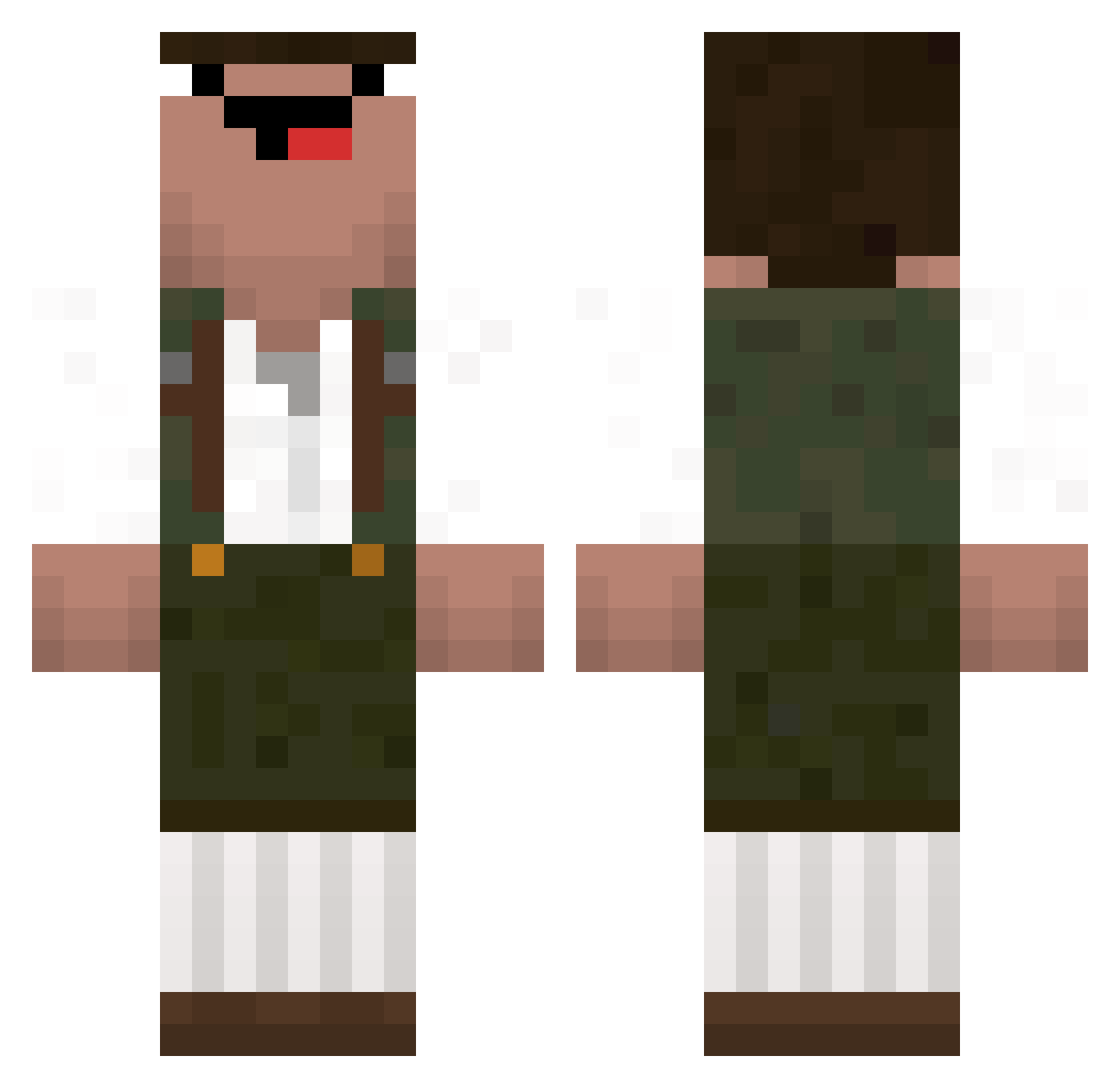 Thepigcaptian Minecraft skin, front and back view