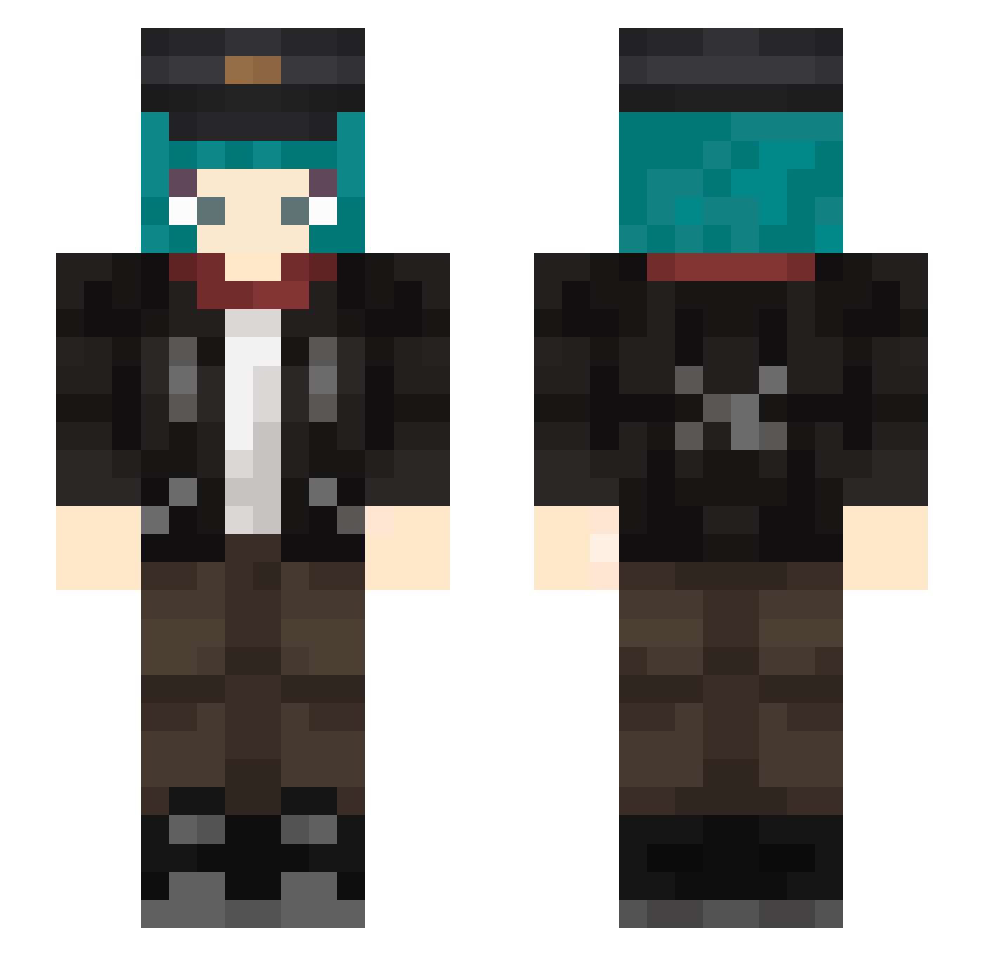 MrTuzya Minecraft skin, front and back view