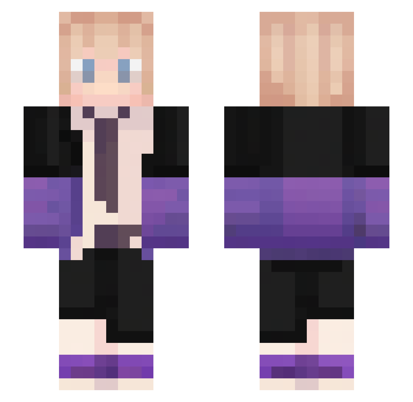 Wikaczek Minecraft skin, front and back view