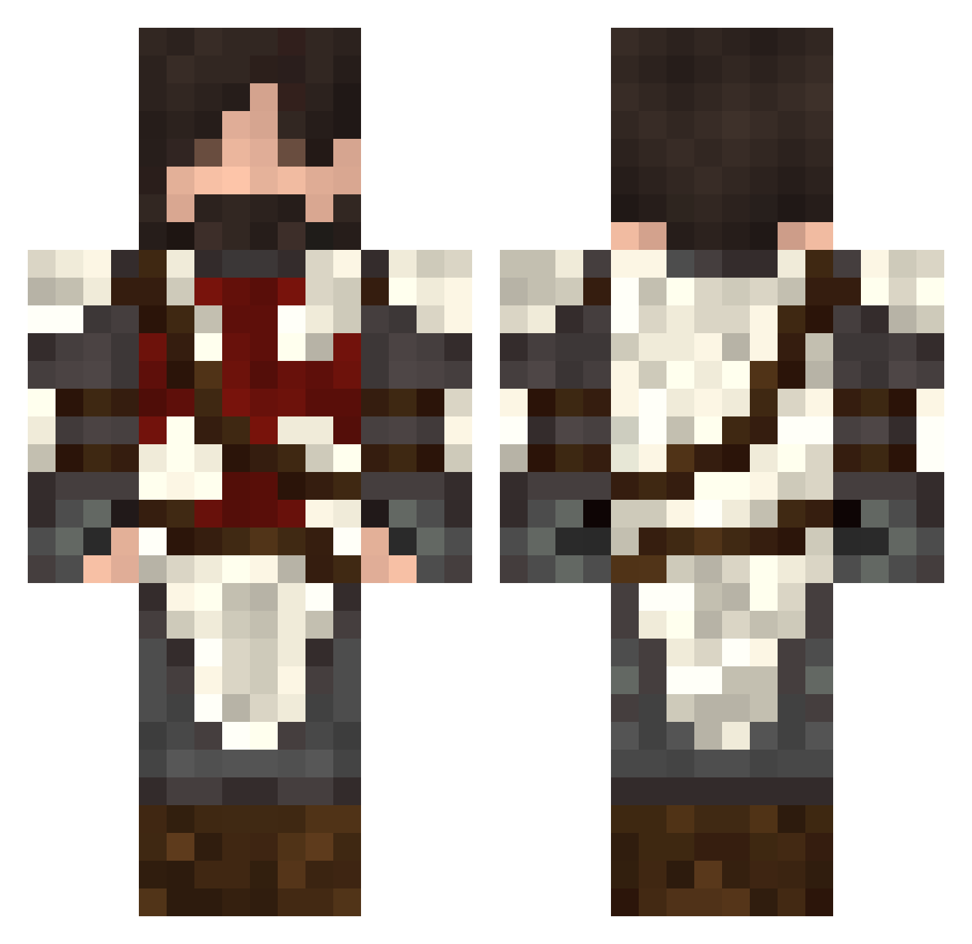 MadNRoguel Minecraft skin, front and back view