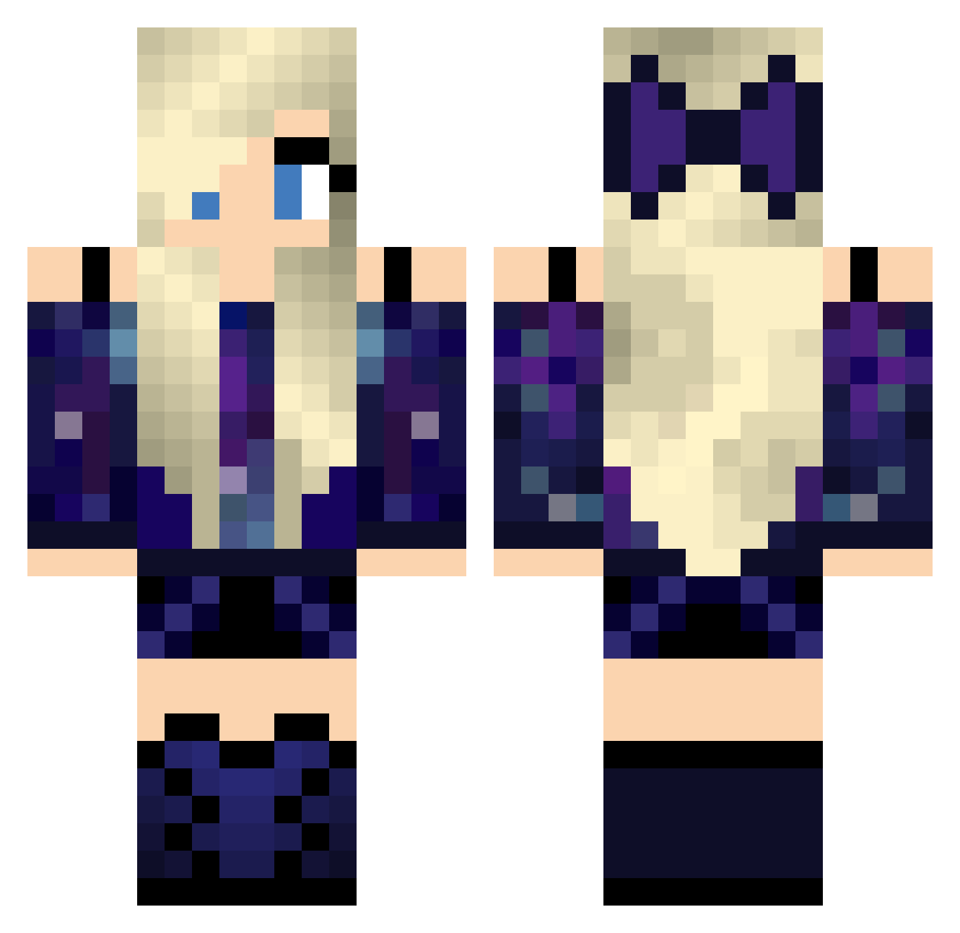 Unearthing Minecraft skin, front and back view
