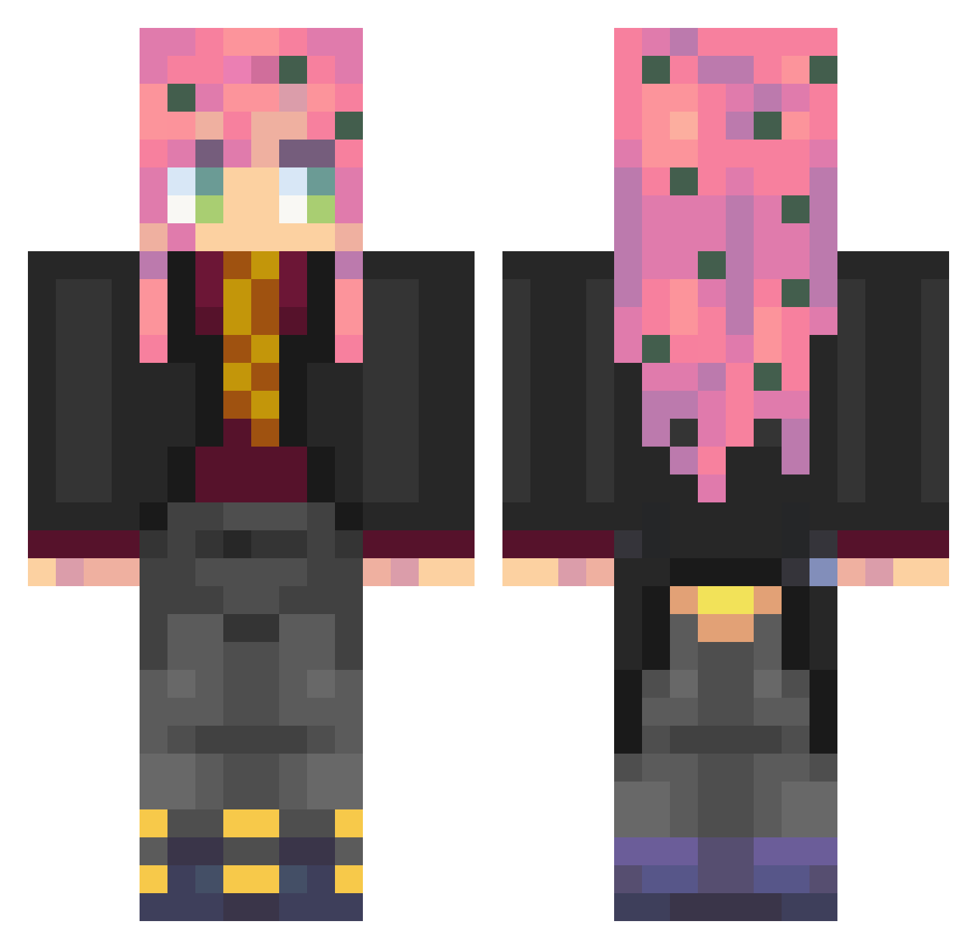 Koleoos Minecraft skin, front and back view
