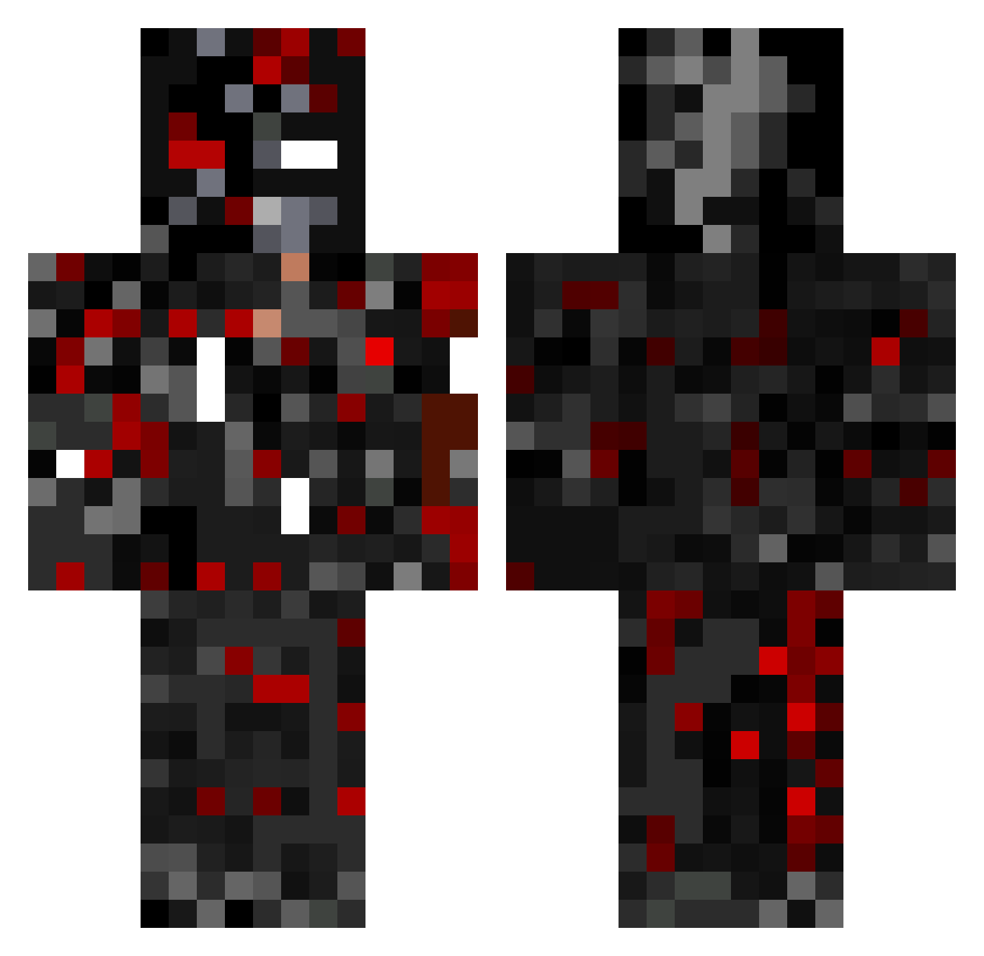 Sensationalistic Minecraft skin, front and back view
