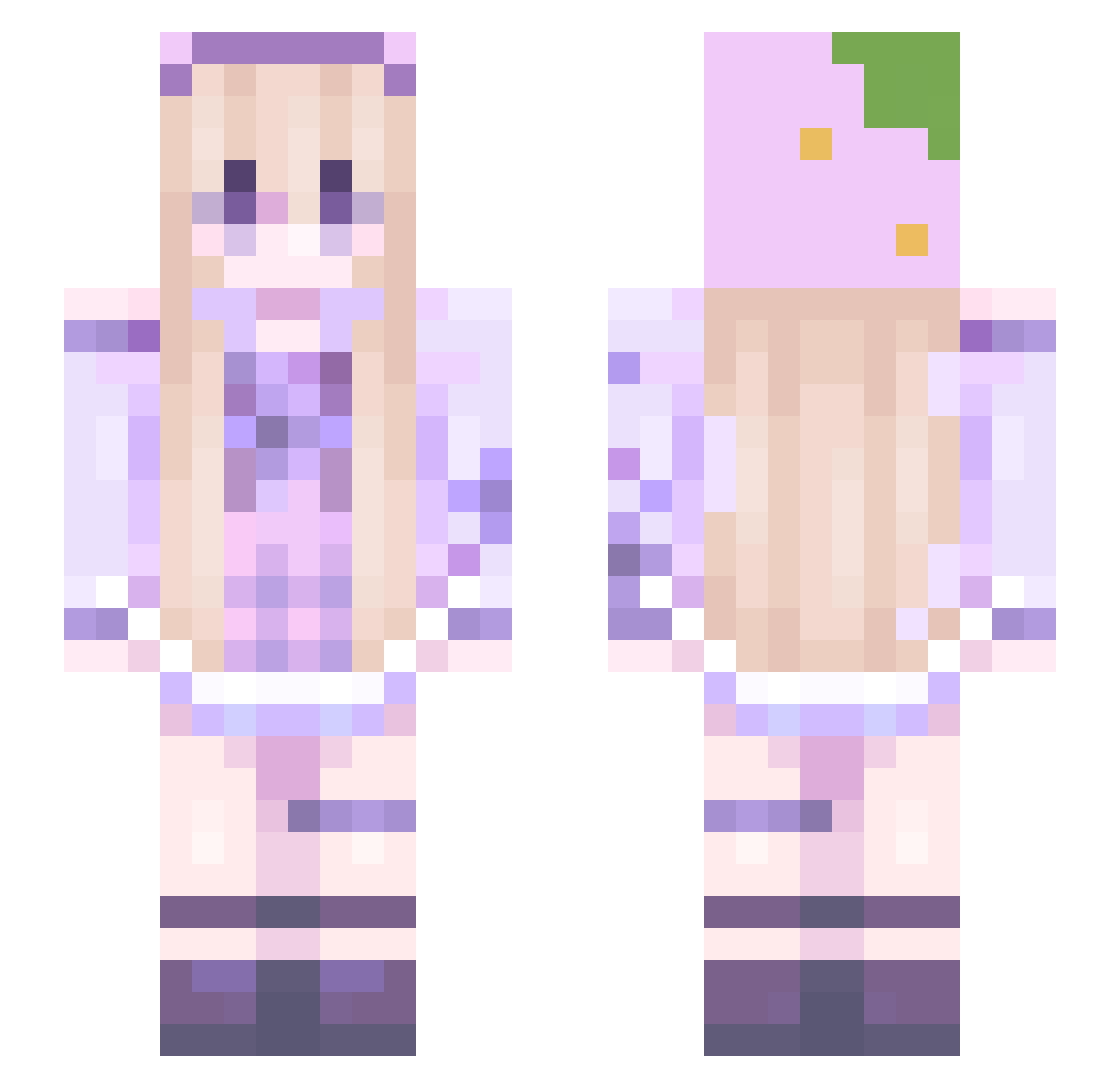 Ioveletters Minecraft skin, front and back view