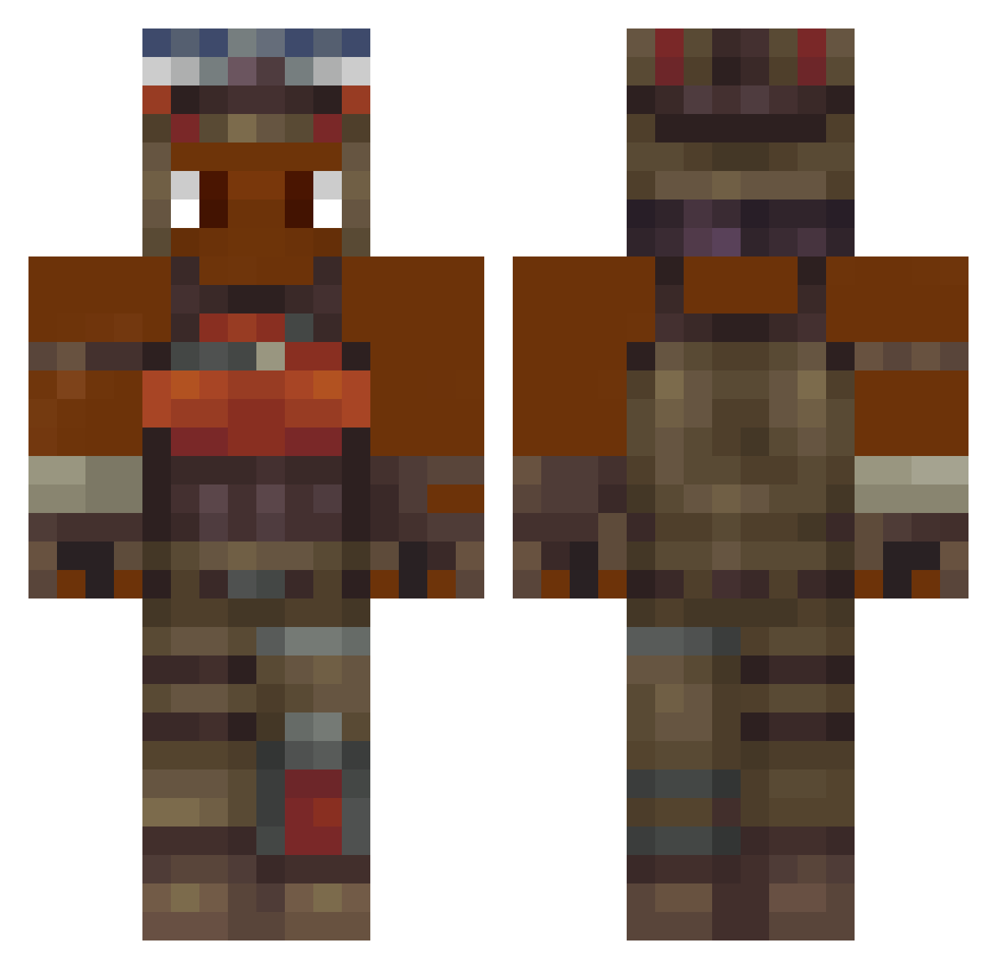 ZZay Minecraft skin, front and back view