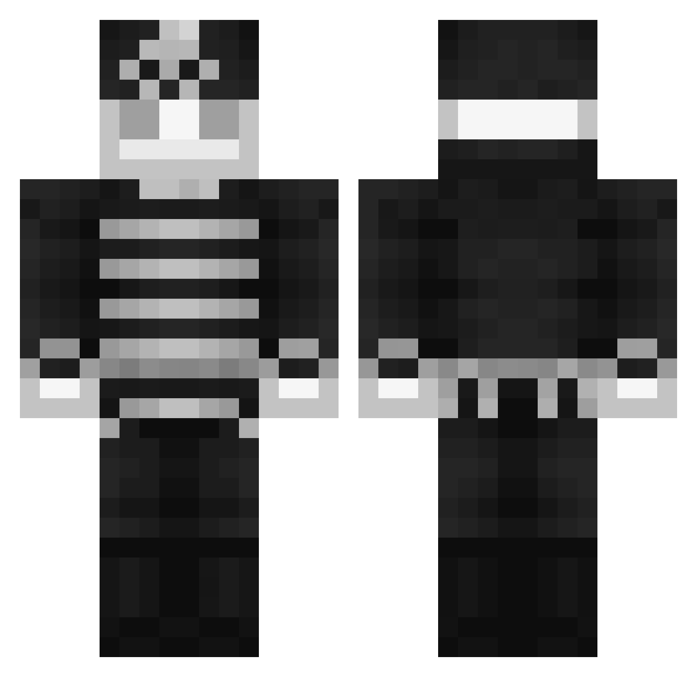 FracturedJaws Minecraft skin, front and back view