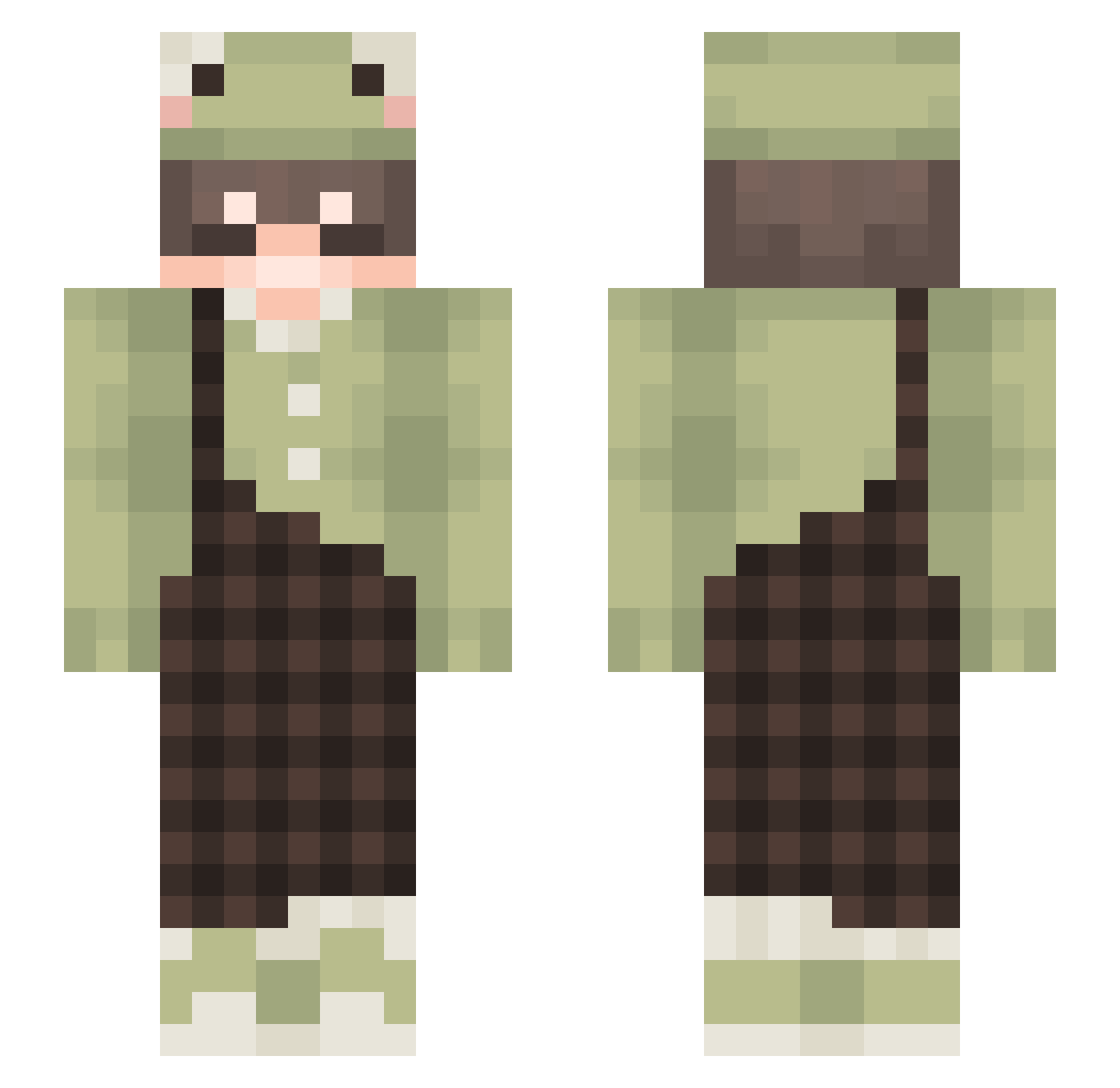 TwistyyB Minecraft skin, front and back view
