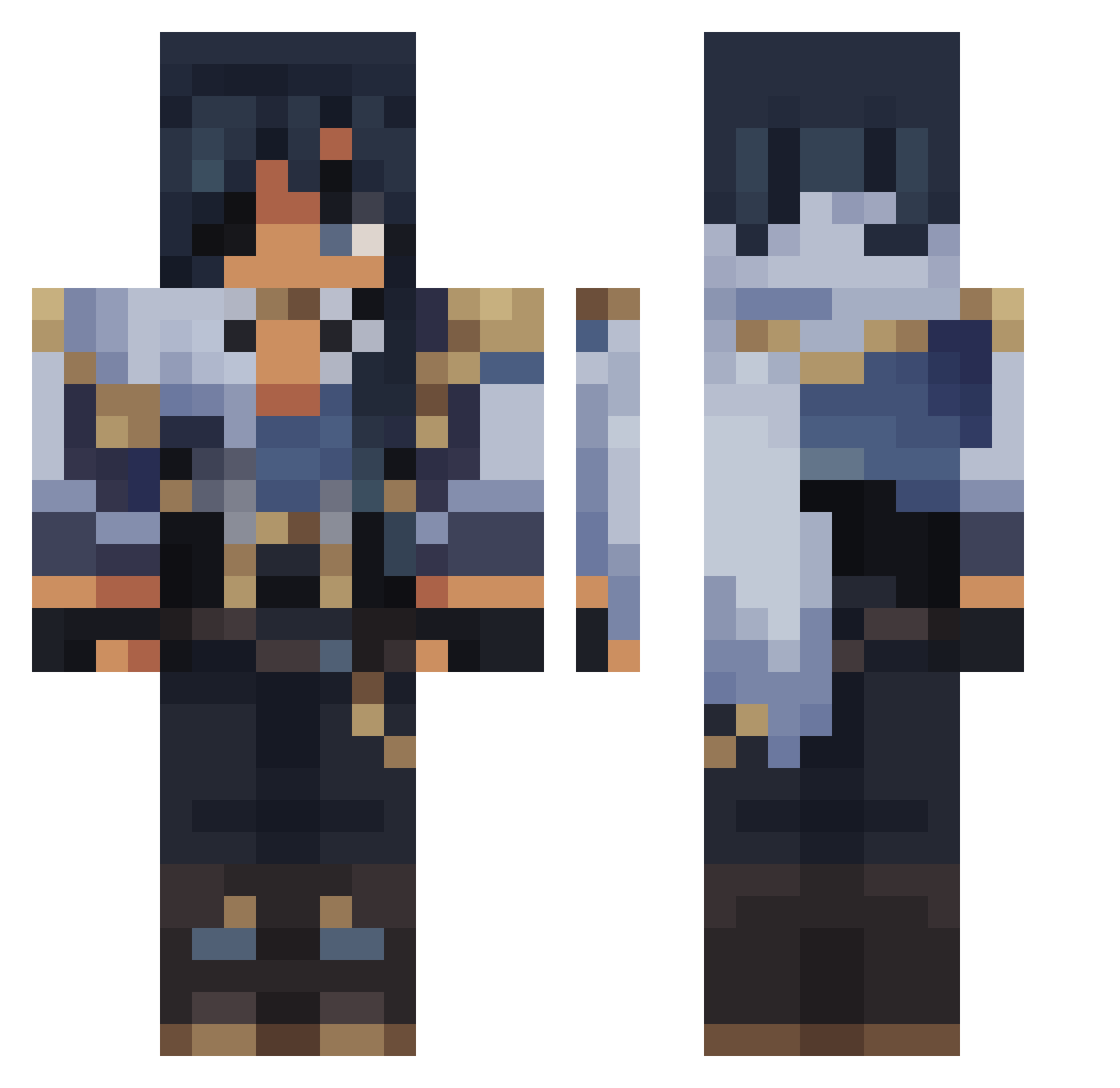 kyonfind Minecraft skin, front and back view