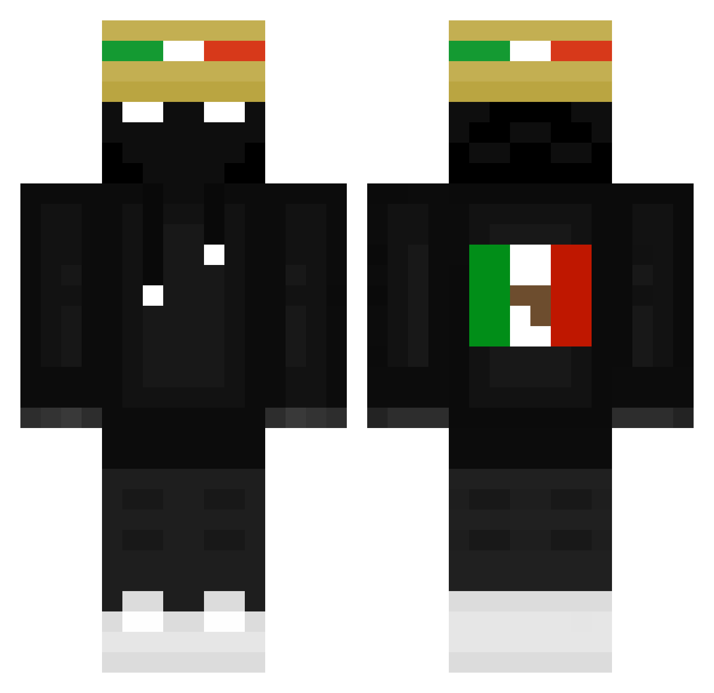 MrHarryLonglegs Minecraft skin, front and back view