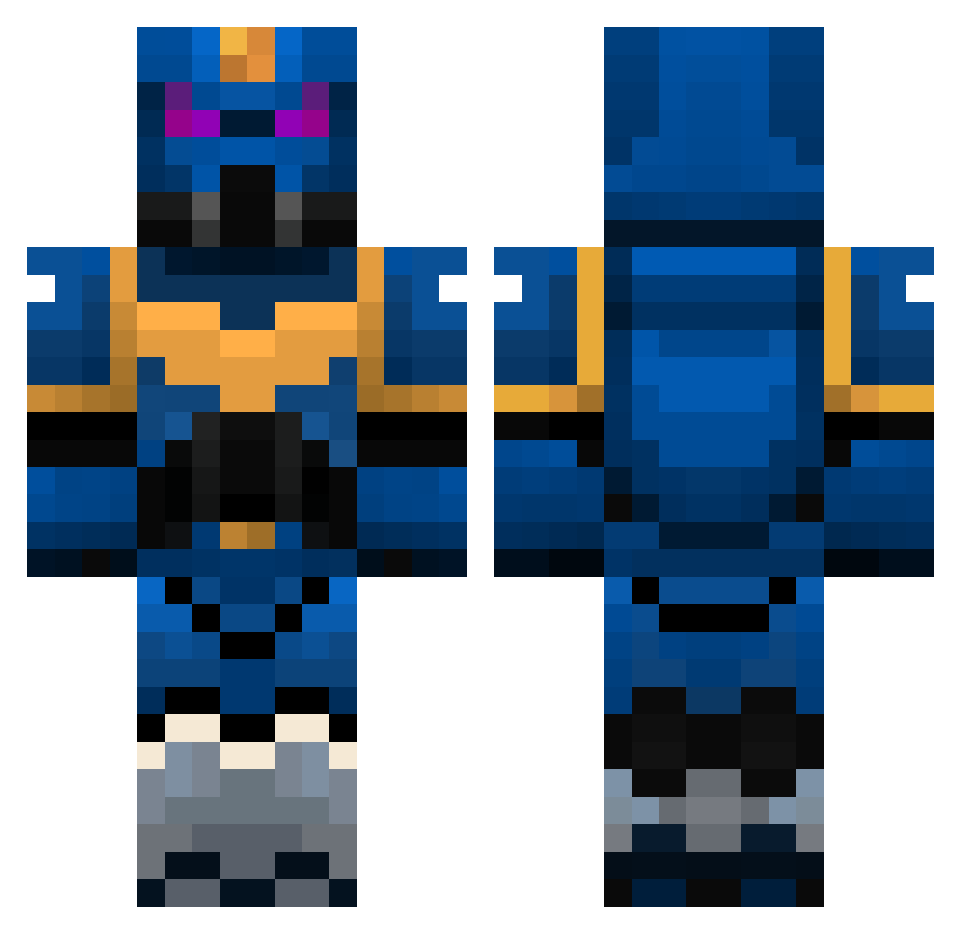 OrganicOrben Minecraft skin, front and back view