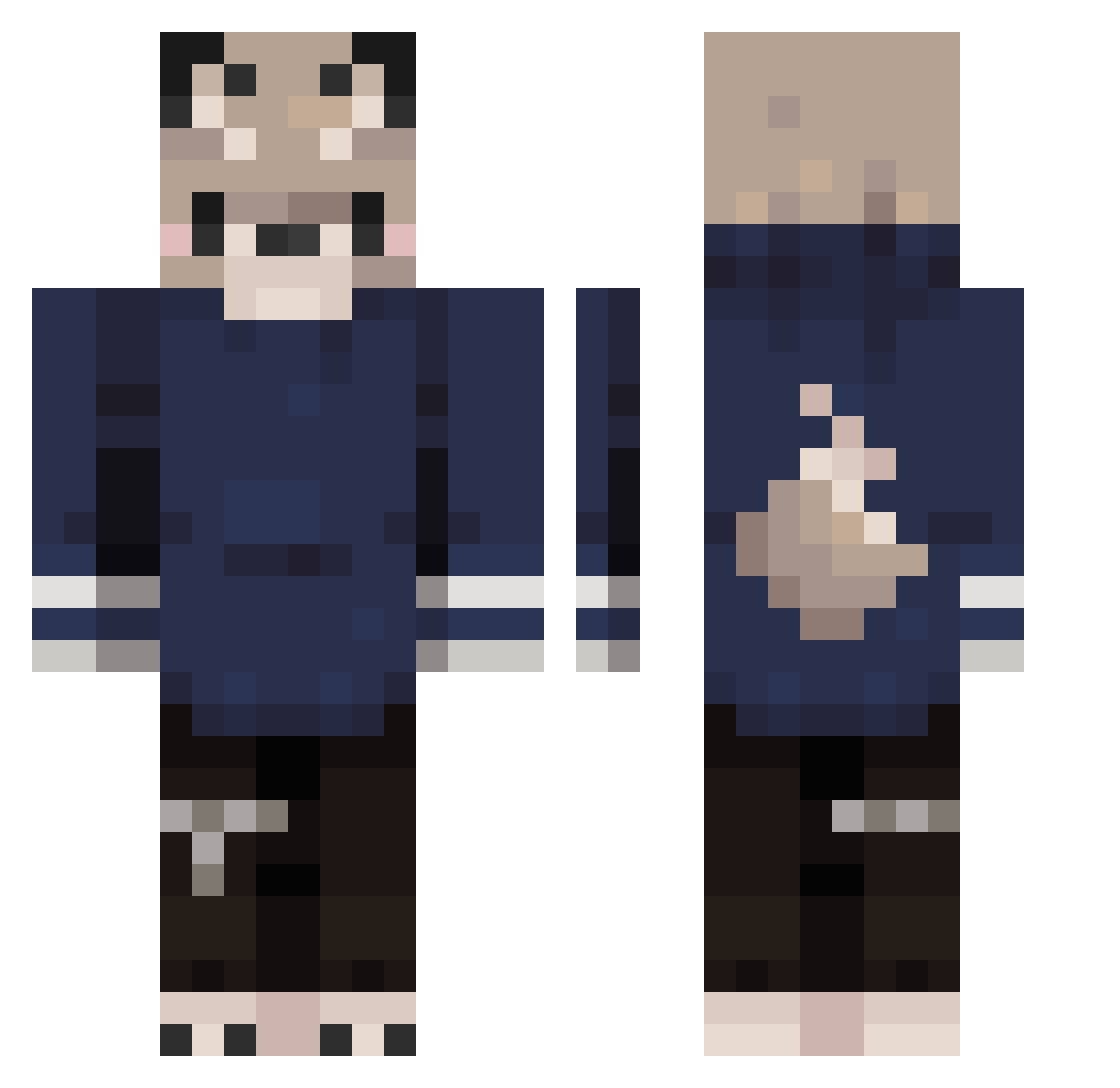 Nivoxxx Minecraft skin, front and back view