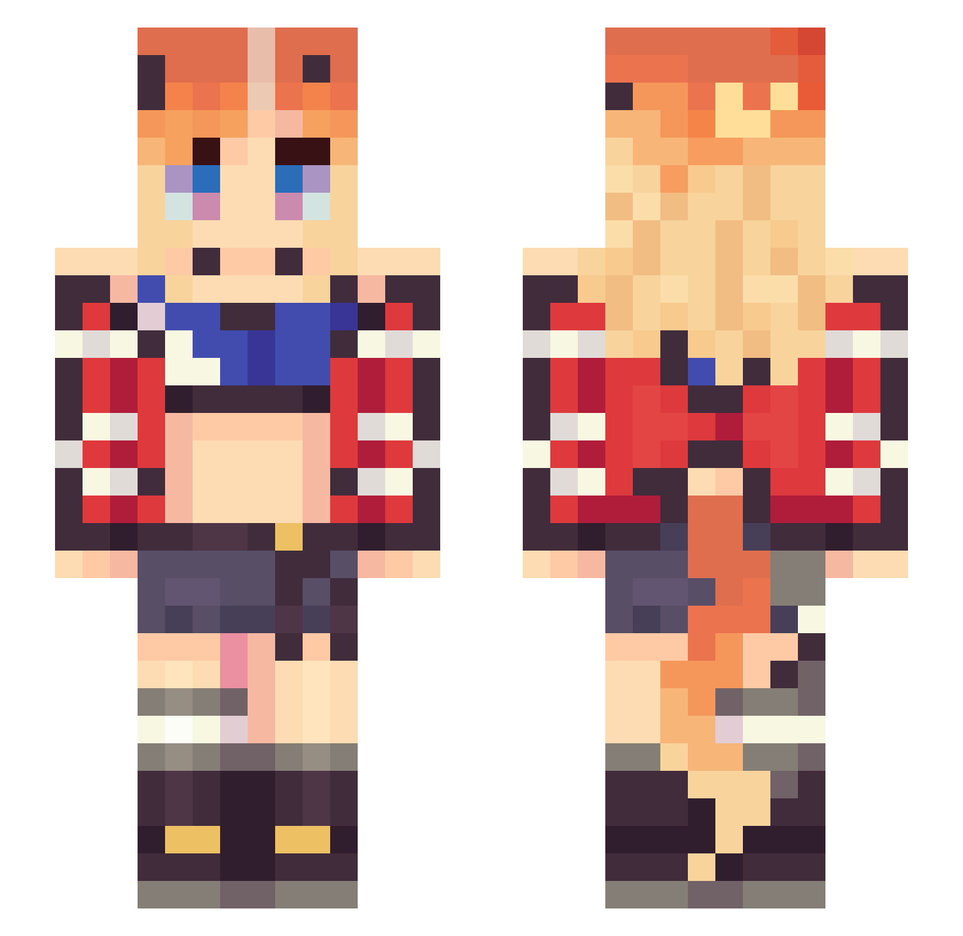 Astralzure Minecraft skin, front and back view