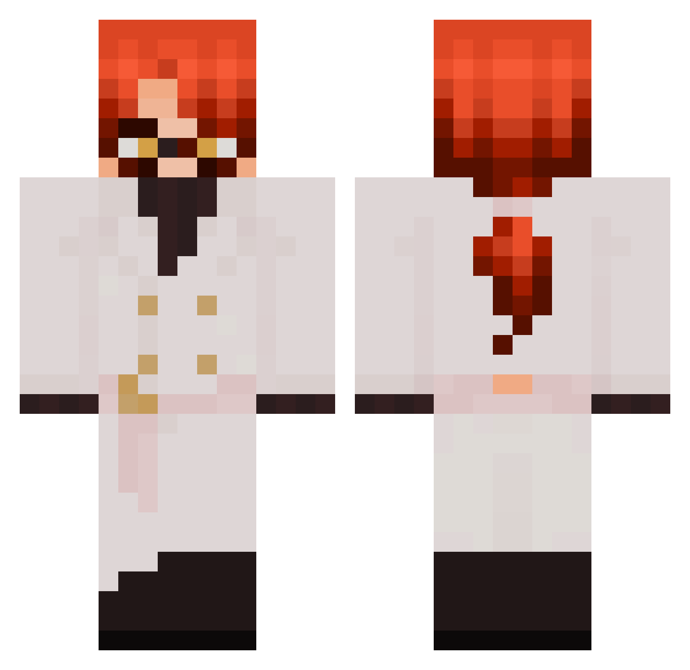 VexxTv Minecraft skin, front and back view