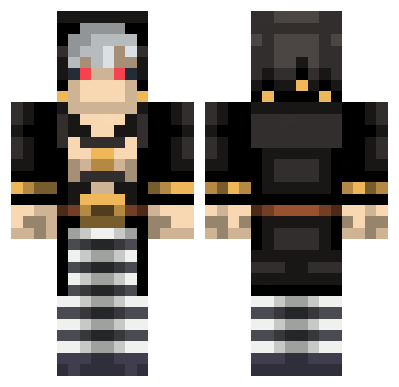 GamePandaLP Minecraft skin, front and back view