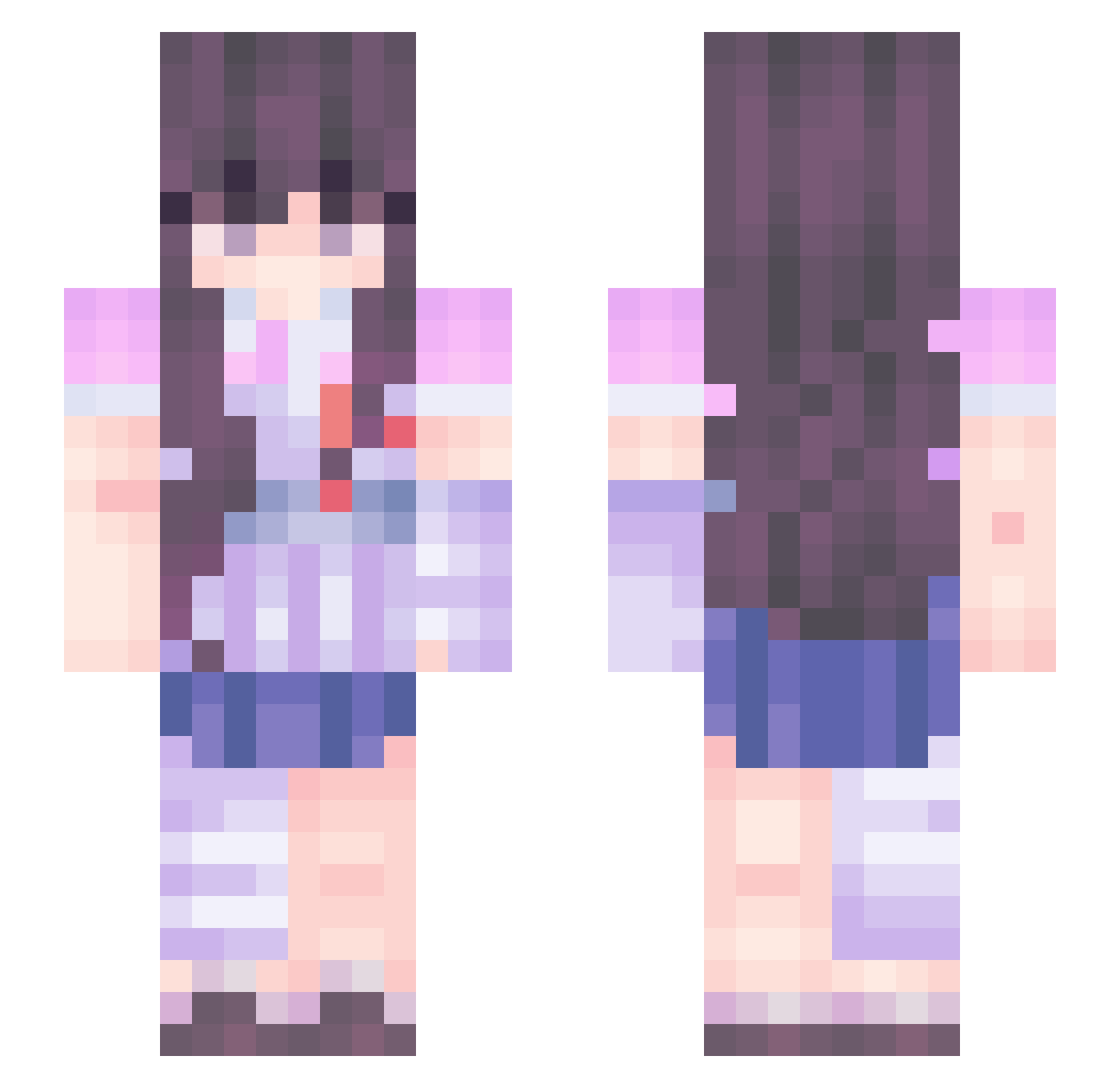 SisterScandal21 Minecraft skin, front and back view