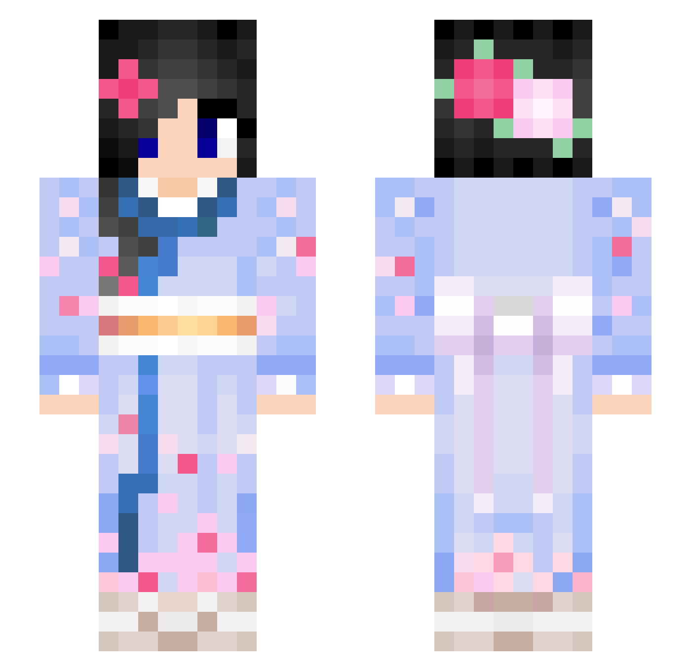 antiachromatic Minecraft skin, front and back view