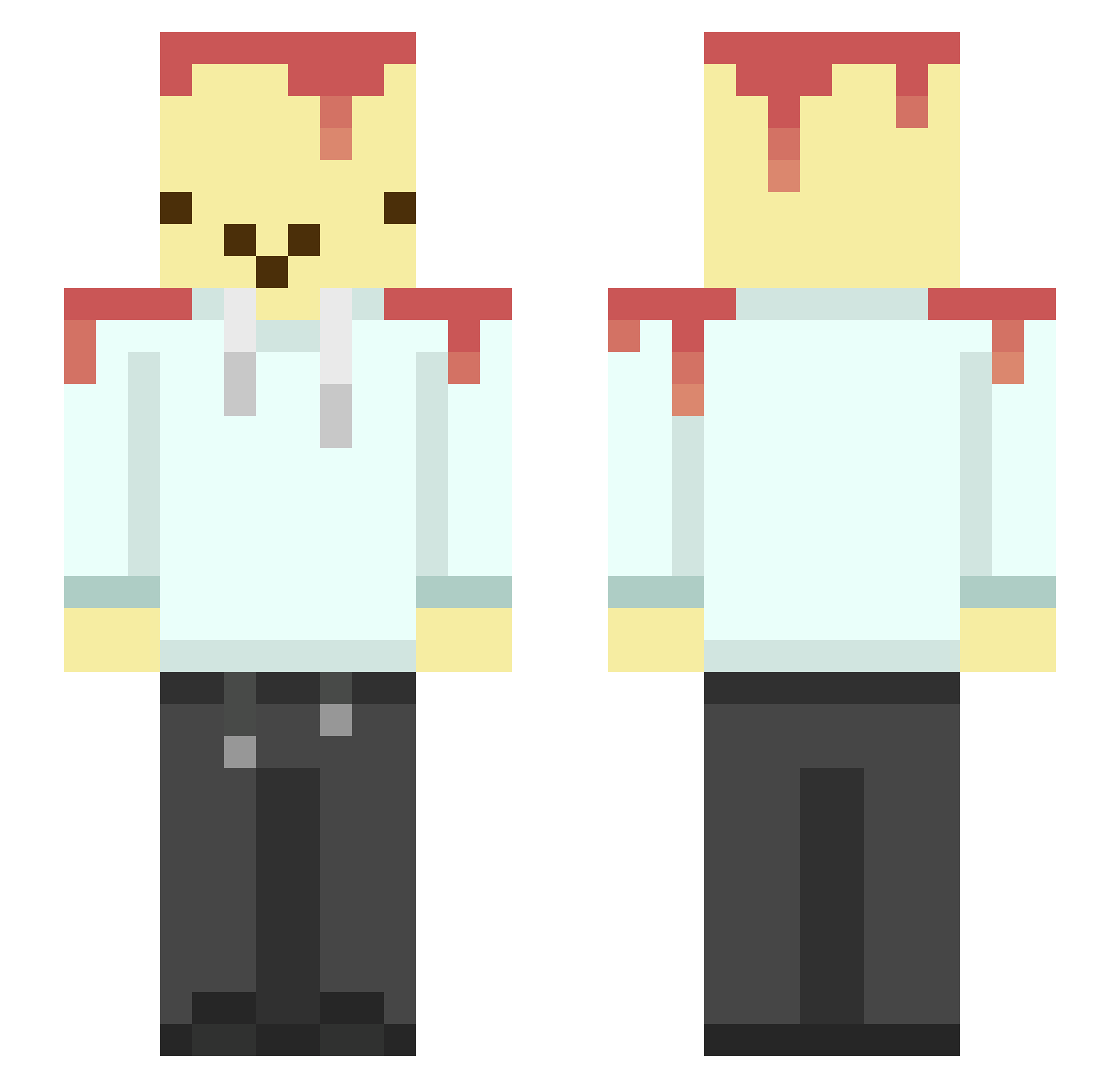 3dcheesecake Minecraft skin, front and back view