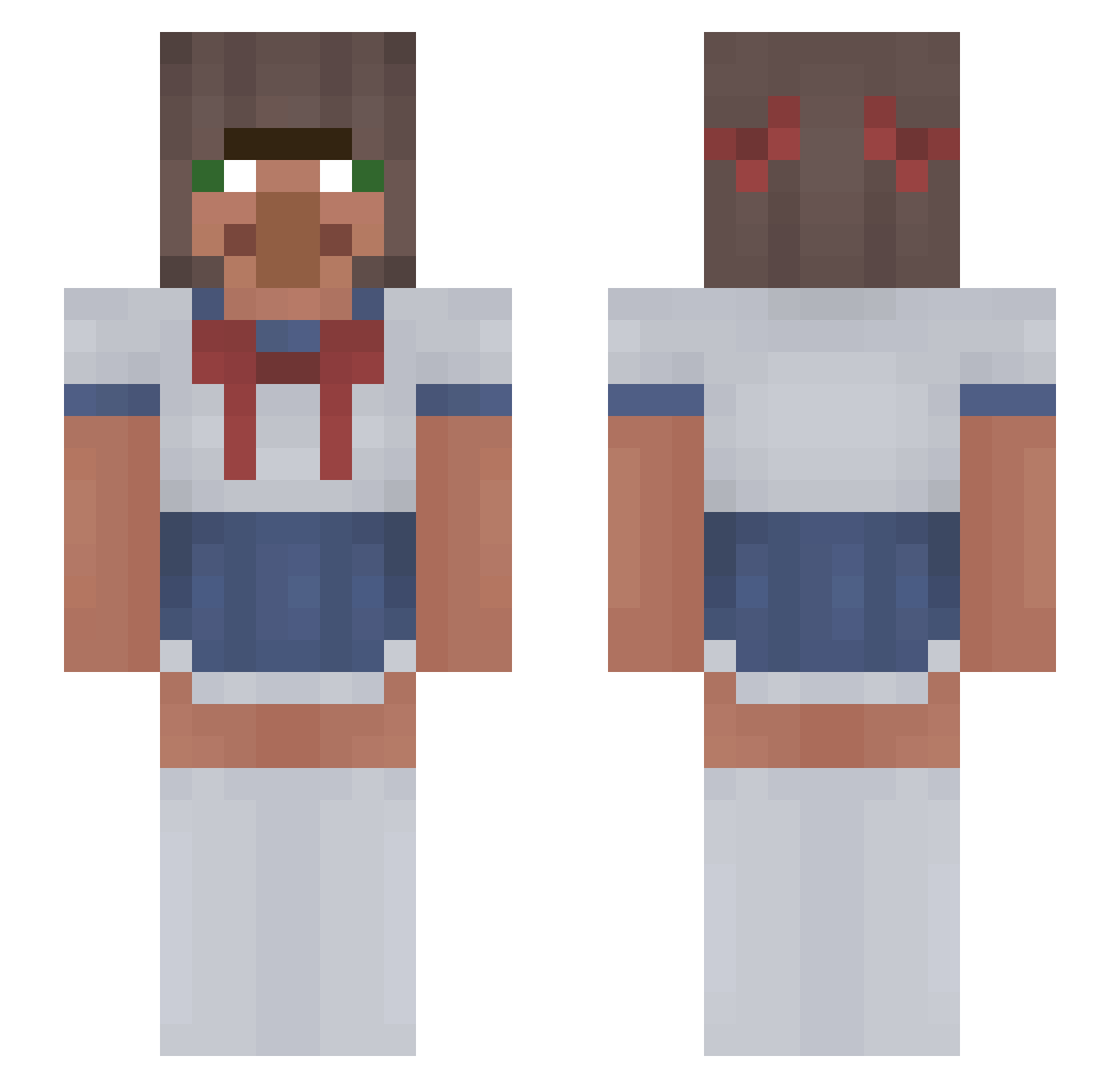 sleying Minecraft skin, front and back view