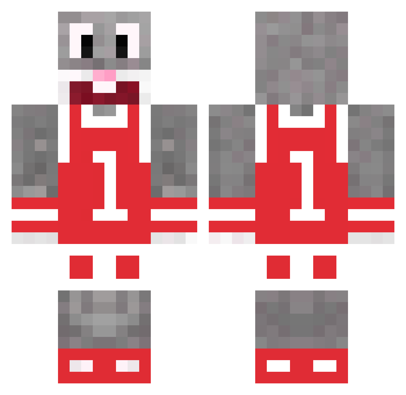 Panhandler Minecraft skin, front and back view