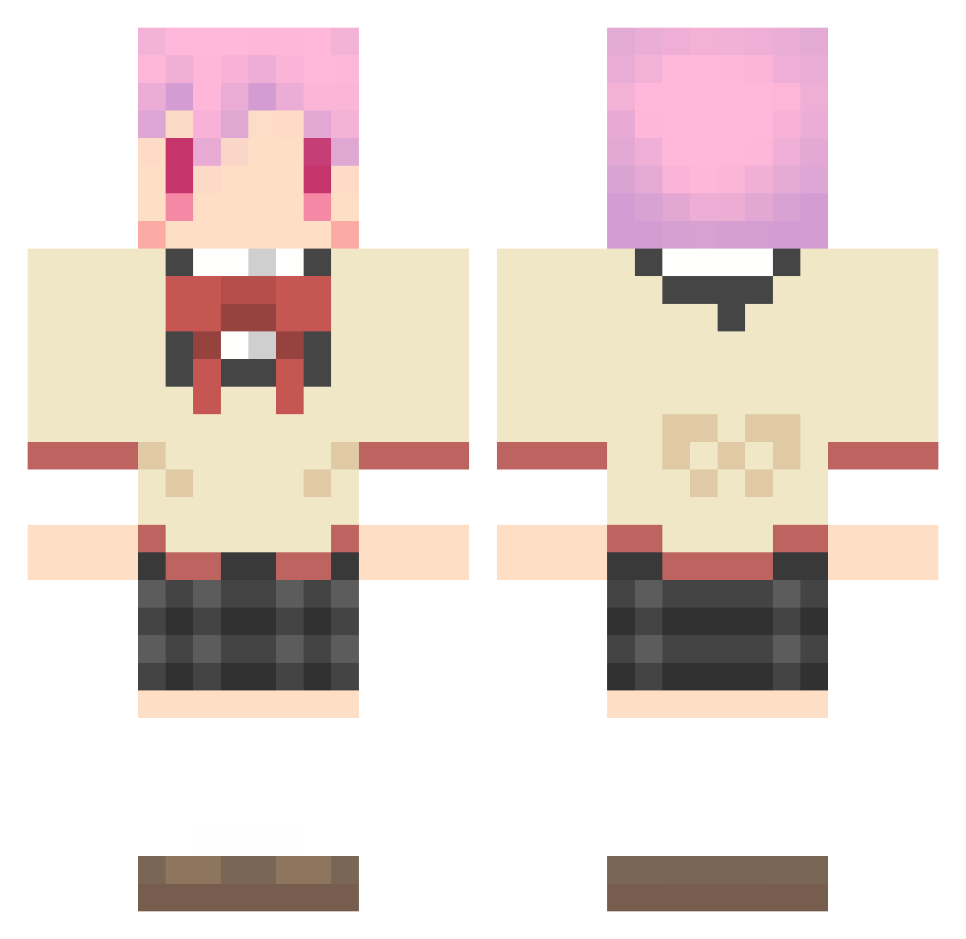 clearwing Minecraft skin, front and back view