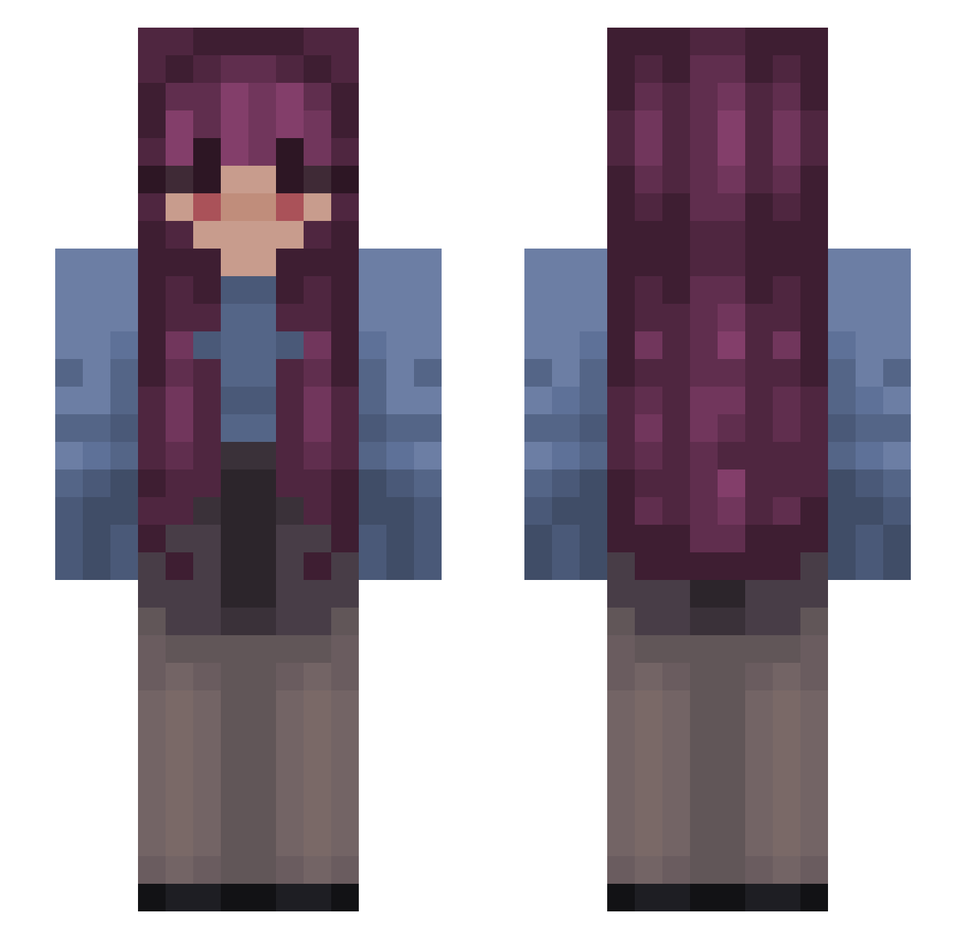wolfi_viera Minecraft skin, front and back view