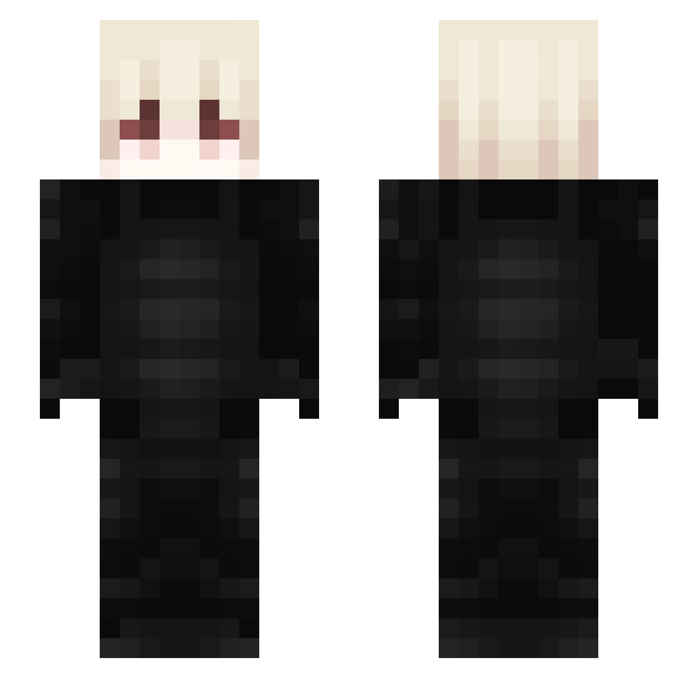 Aertic Minecraft skin, front and back view