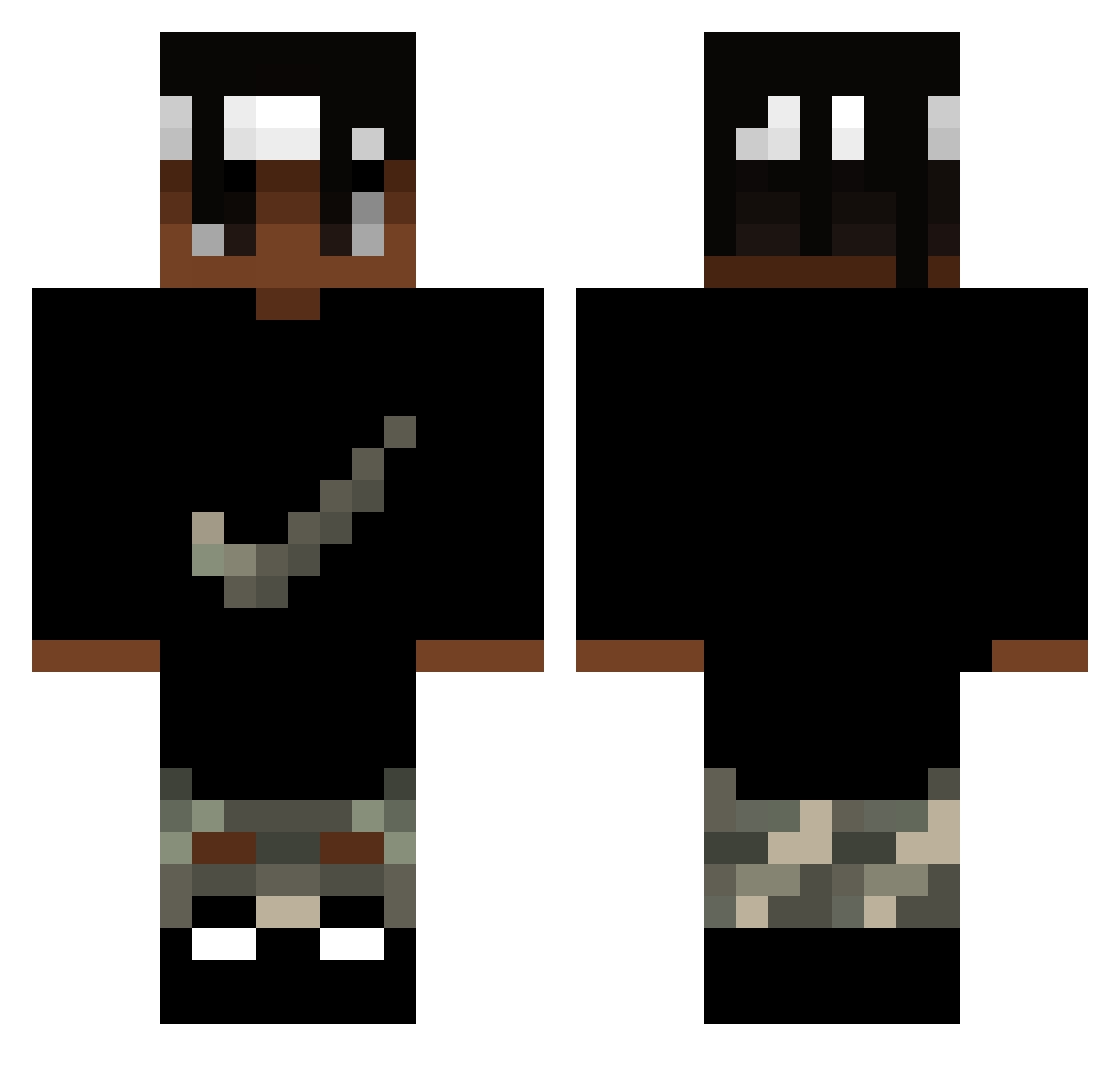 Tradence Minecraft skin, front and back view