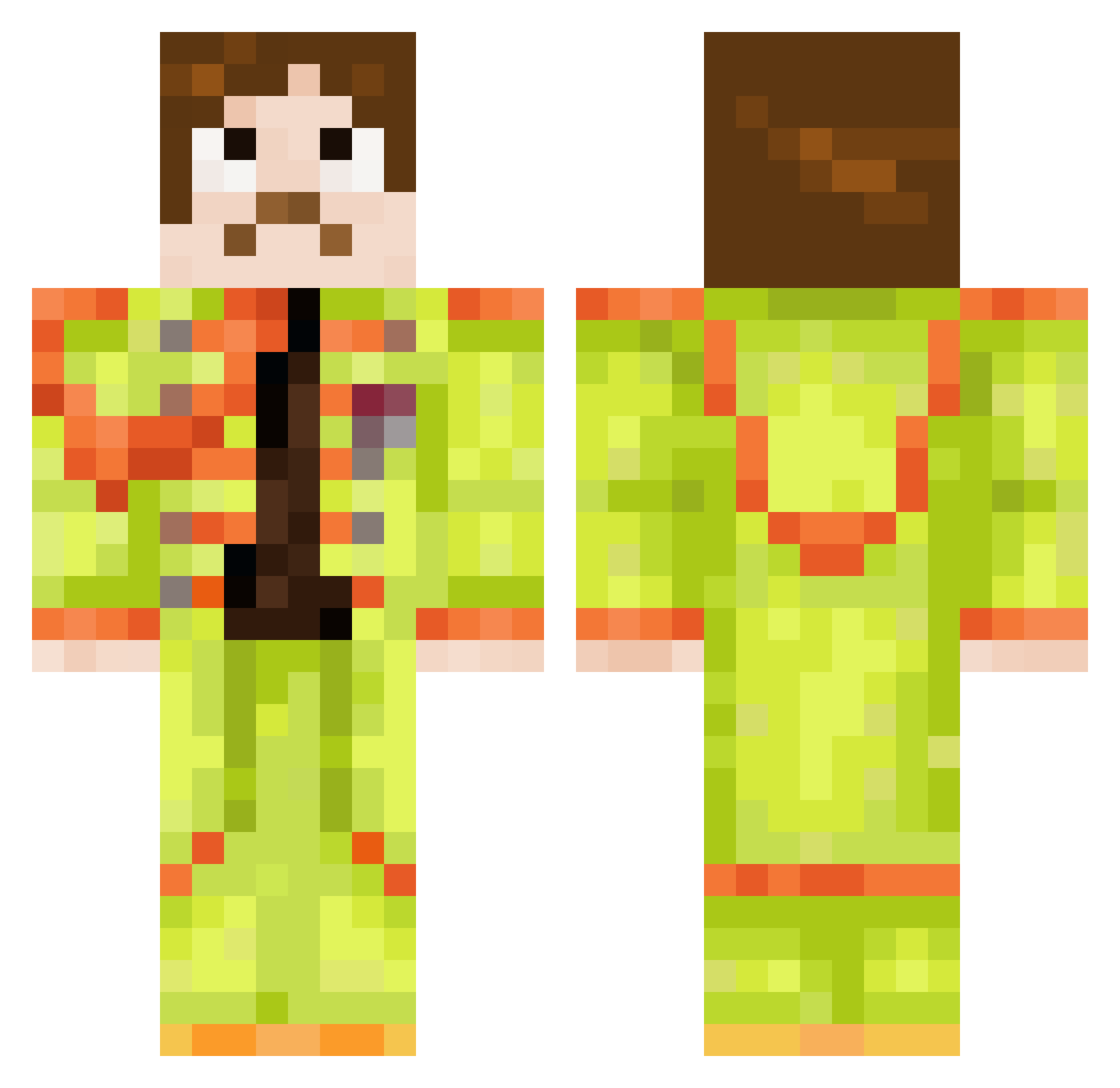 Reviewed Minecraft skin, front and back view