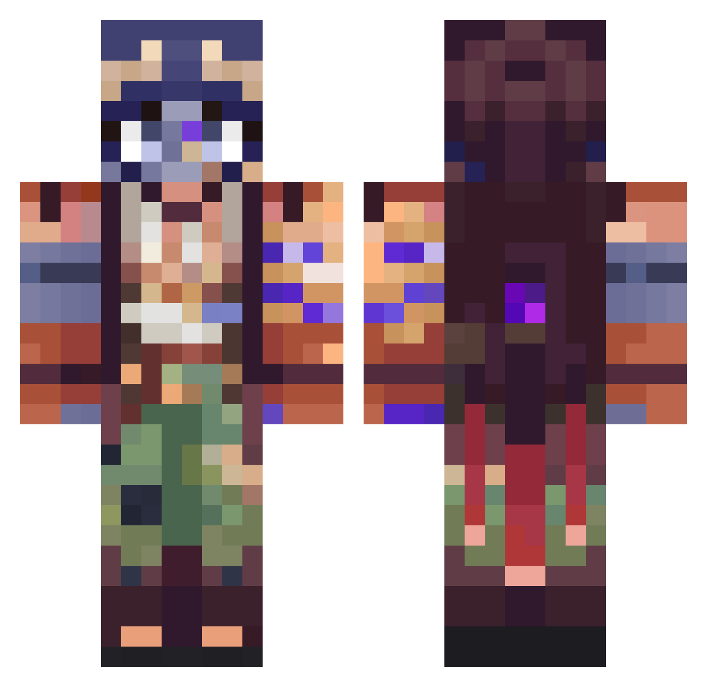 Lubnar Minecraft skin, front and back view