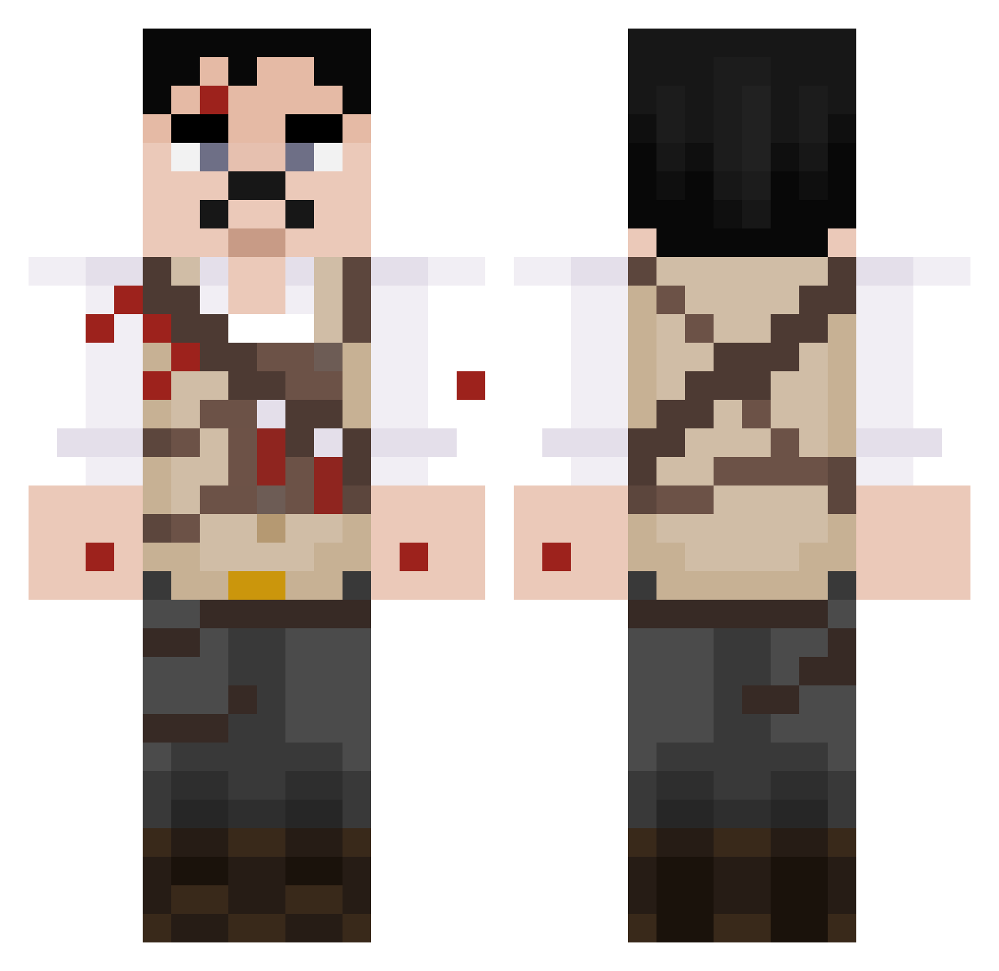 Beezervv Minecraft skin, front and back view