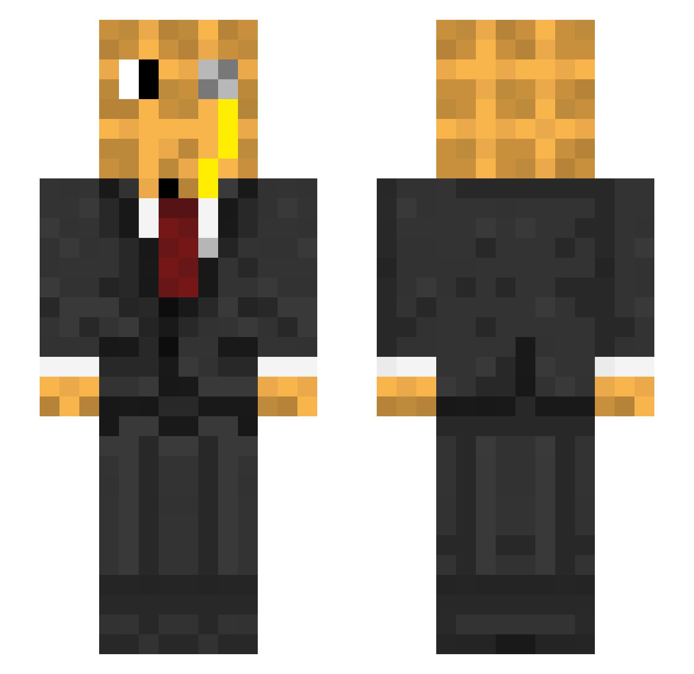 CivilizedWaffle Minecraft skin, front and back view