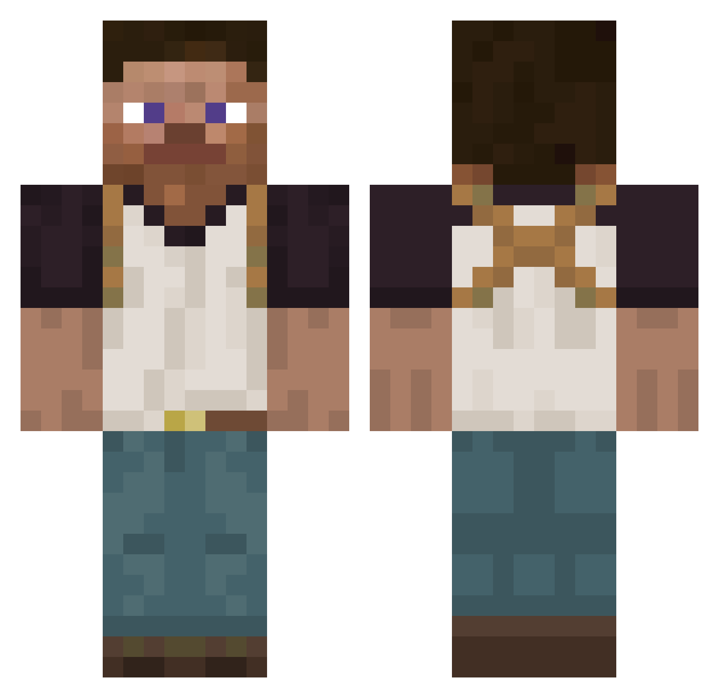 Zexudzz Minecraft skin, front and back view