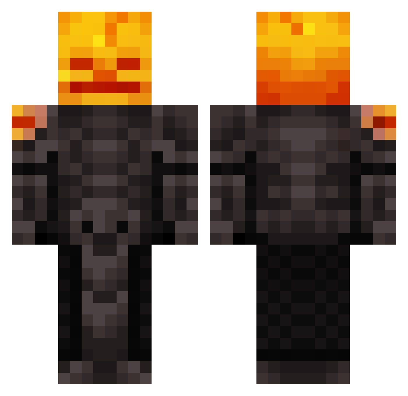 Redstonerial Minecraft skin, front and back view