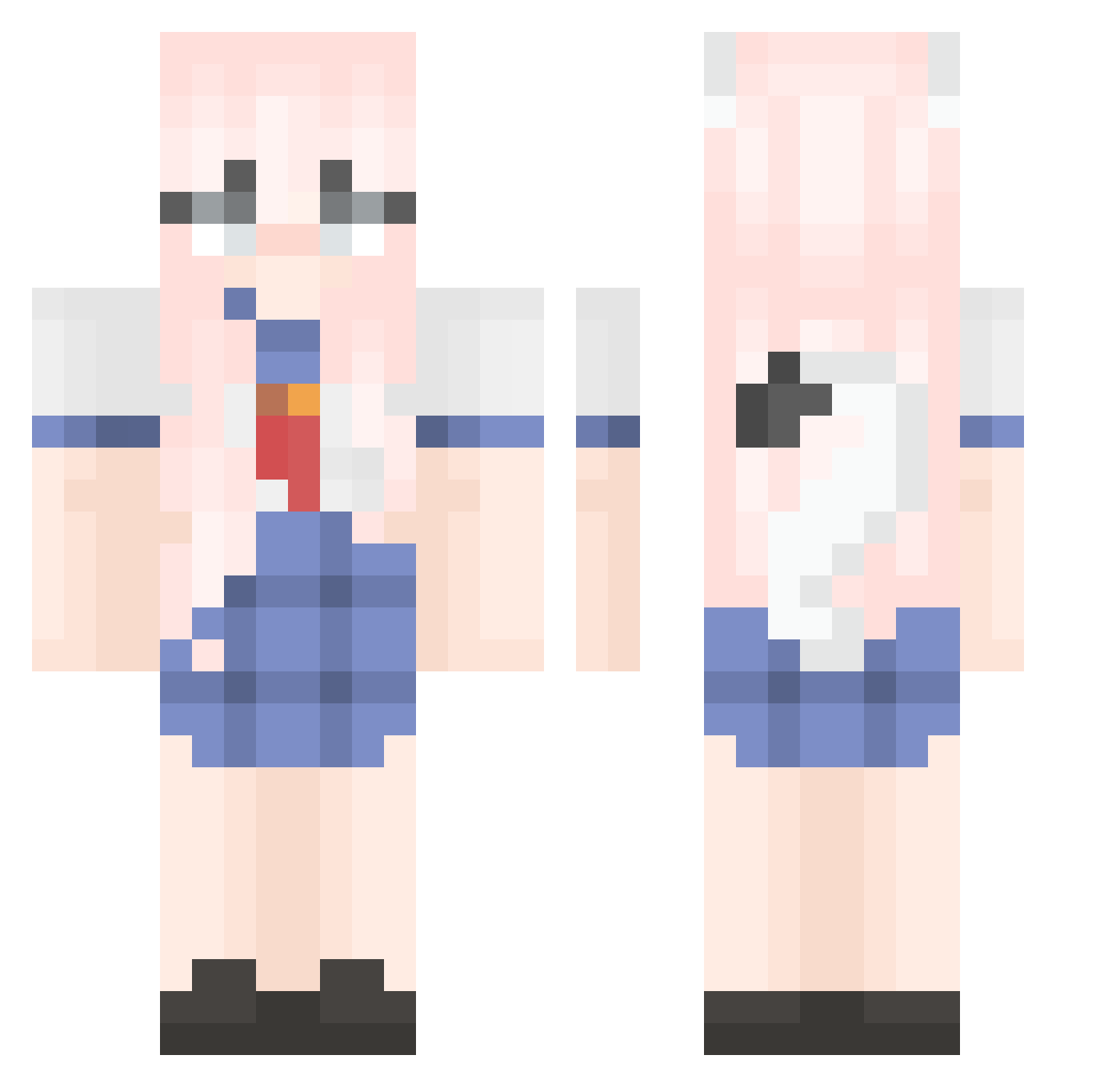 hevrts Minecraft skin, front and back view
