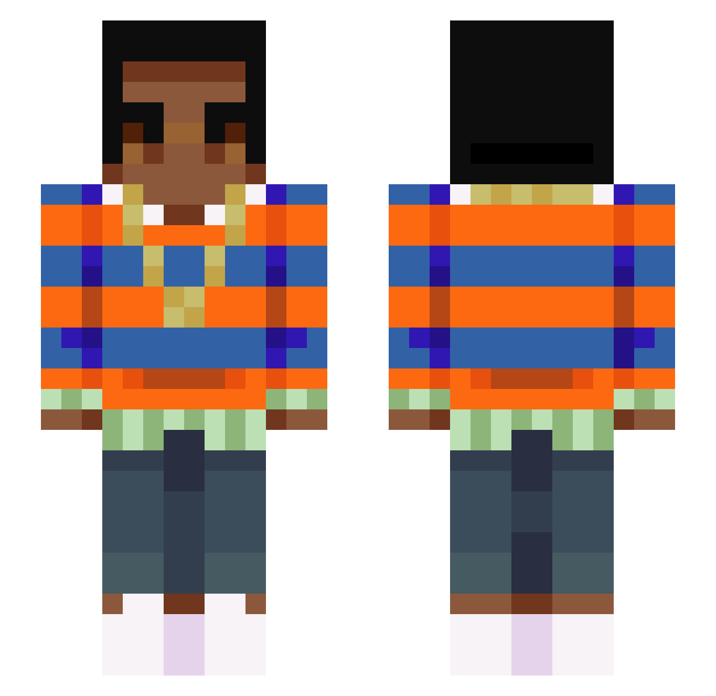 Bumi01 Minecraft skin, front and back view