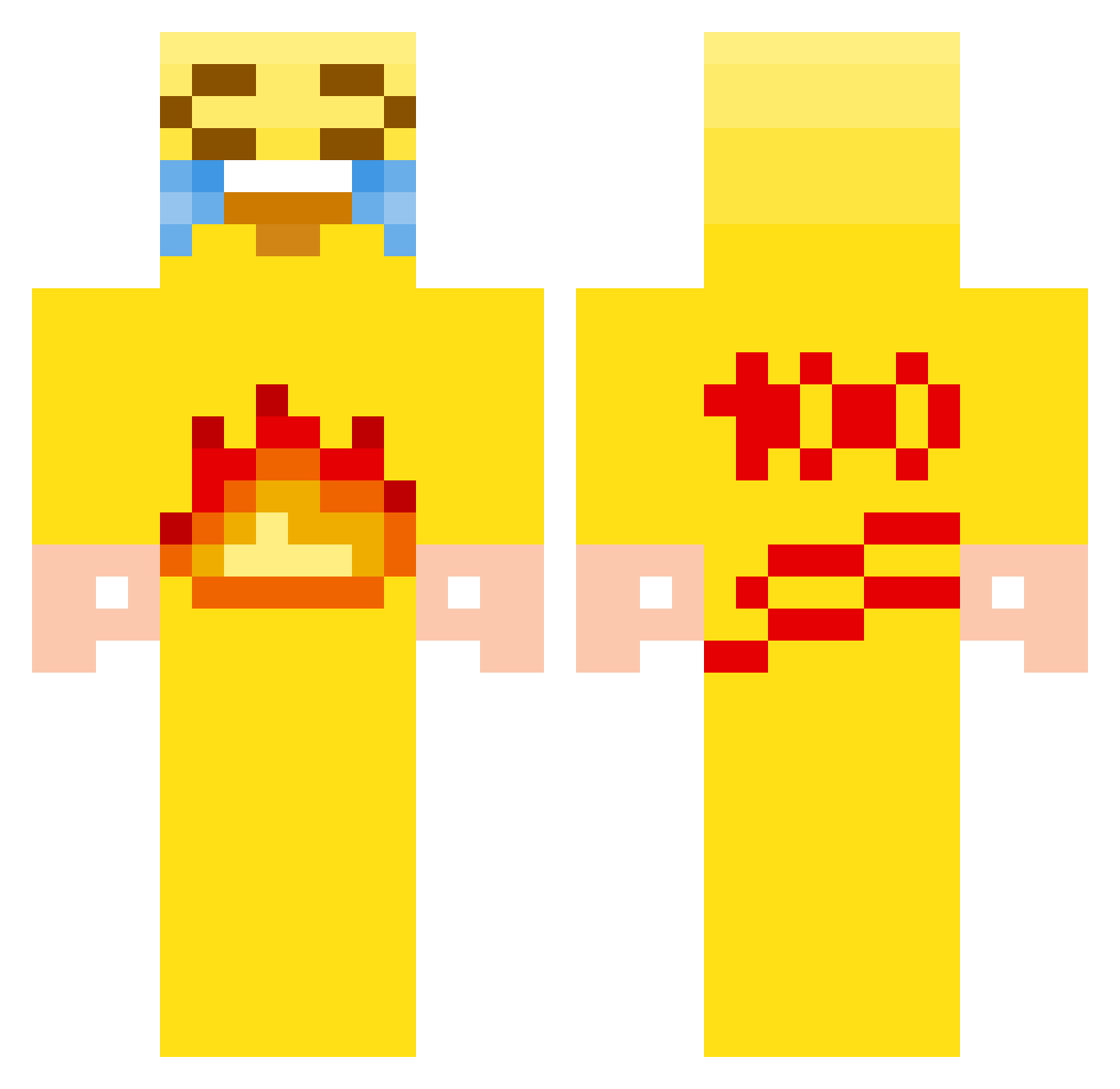 deliberating Minecraft skin, front and back view