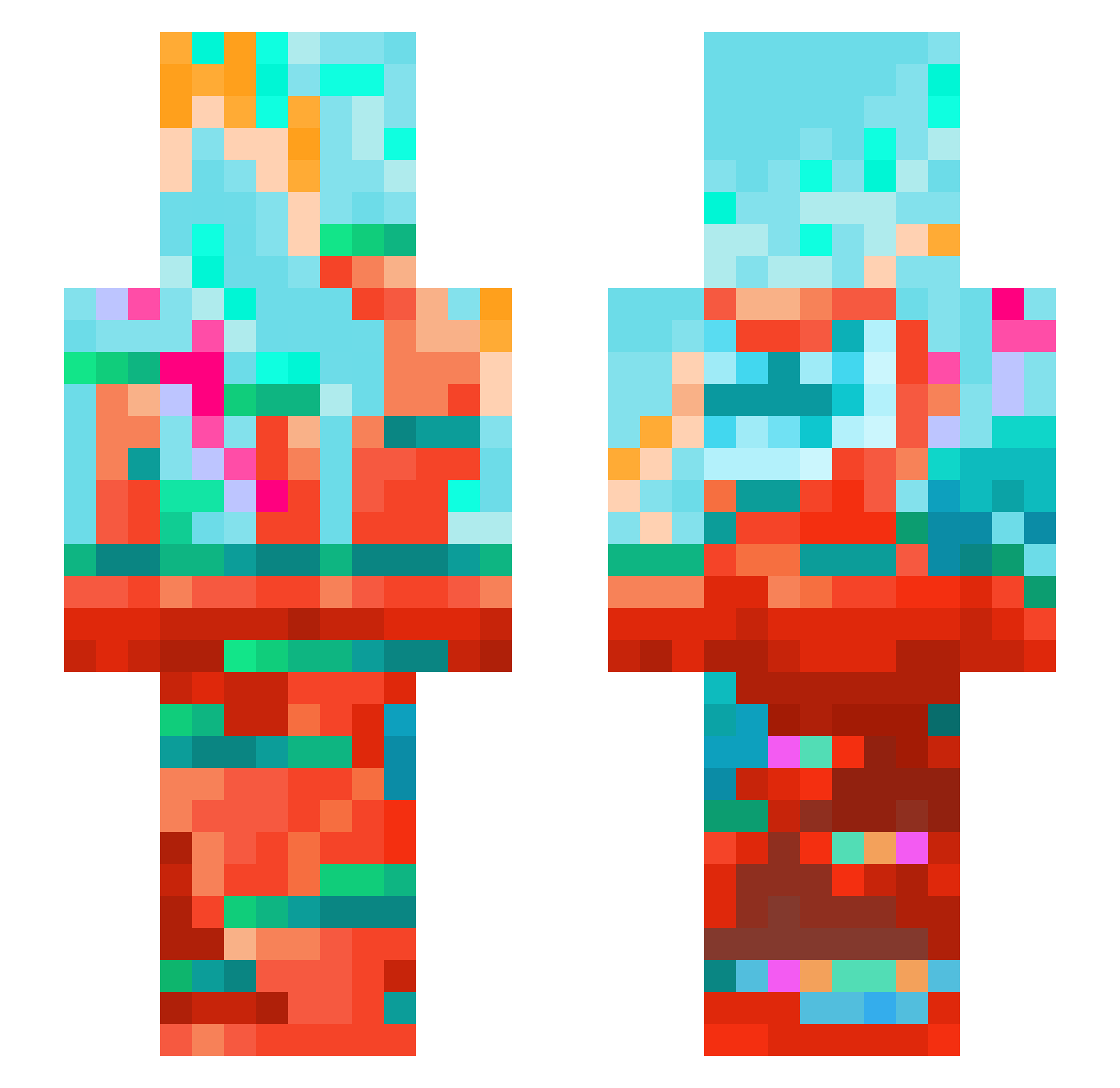 V3RTICE3 Minecraft skin, front and back view