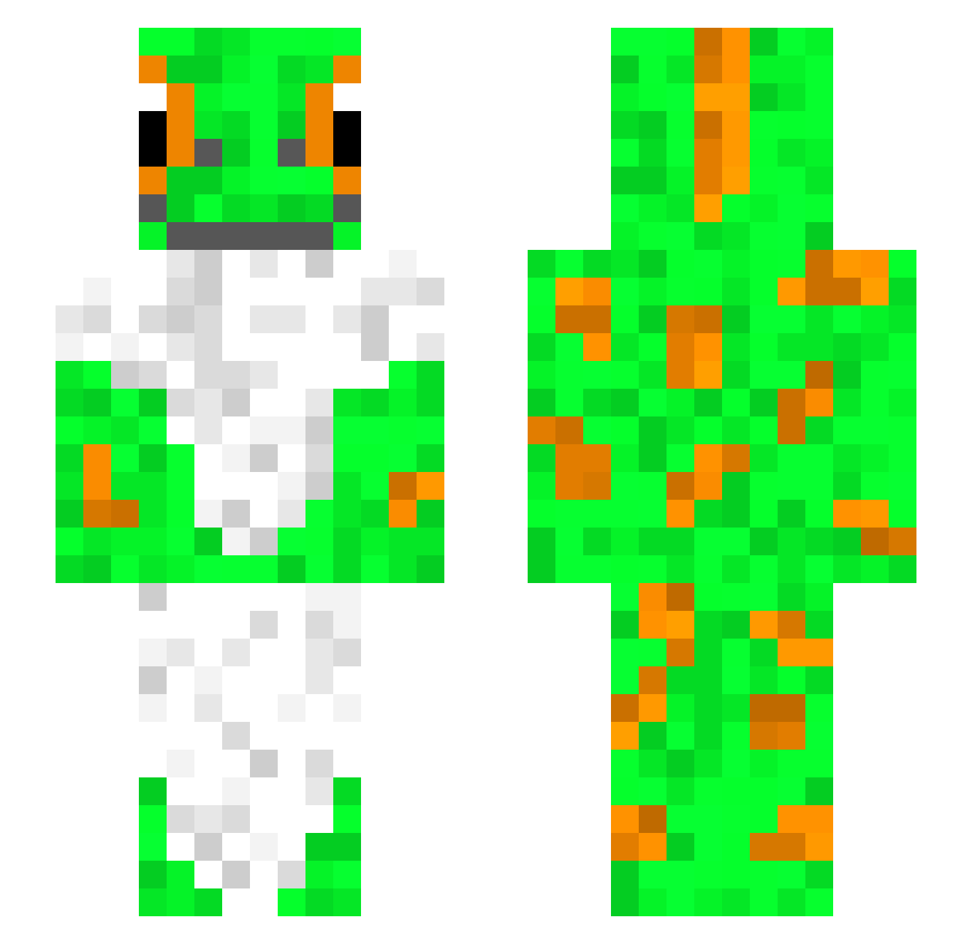 GeckoGiggles Minecraft skin, front and back view