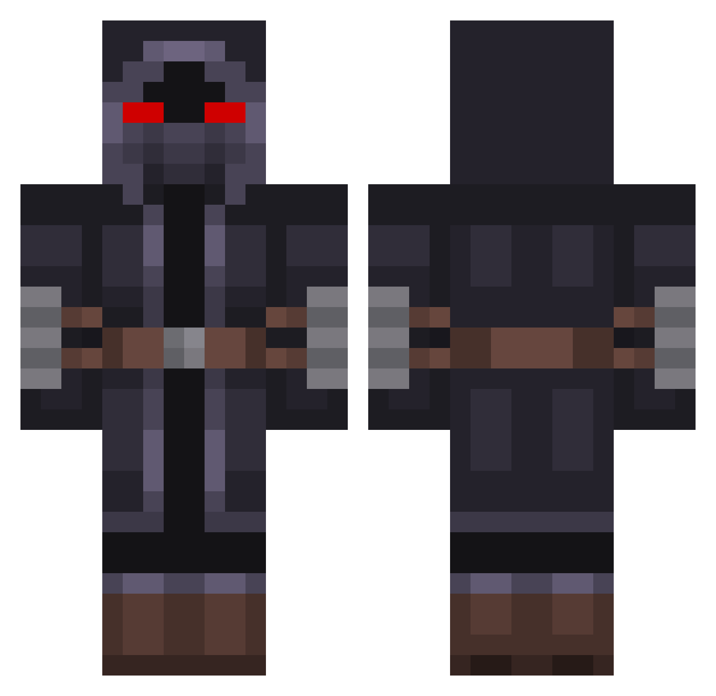 MrWhiska Minecraft skin, front and back view