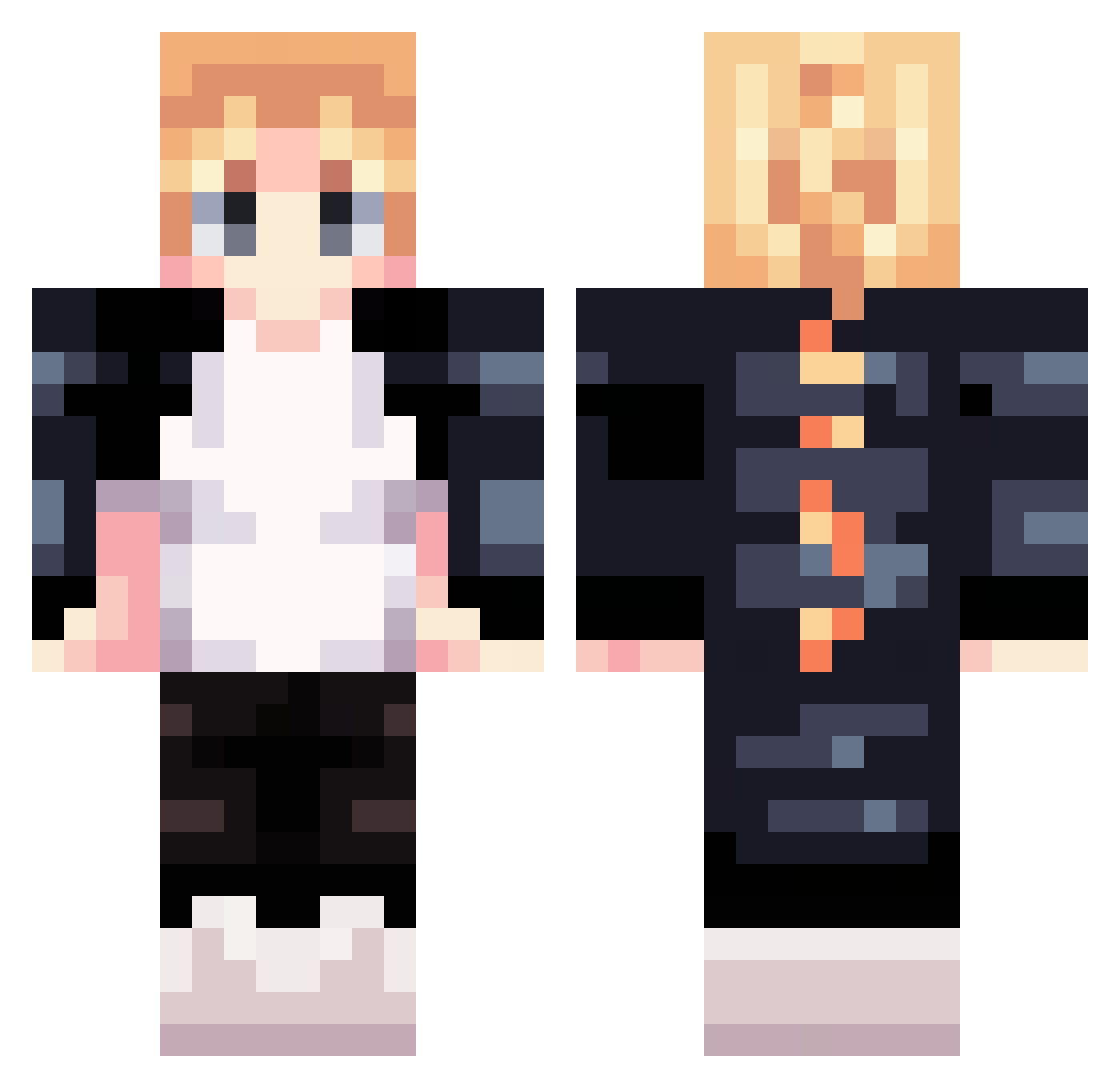 Slyku Minecraft skin, front and back view