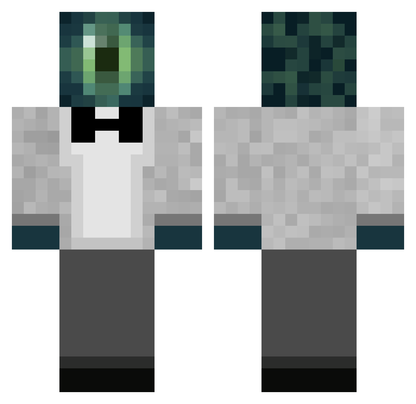 Eyebolts Minecraft skin, front and back view