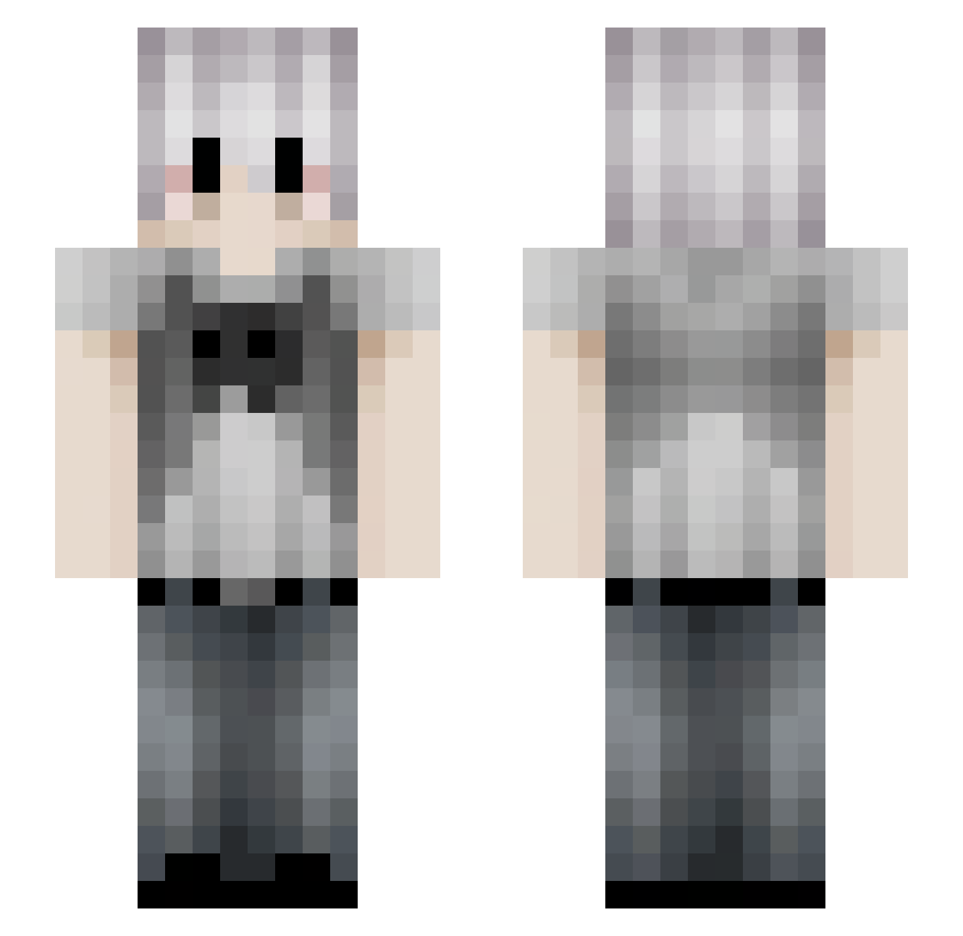 anymwre Minecraft skin, front and back view