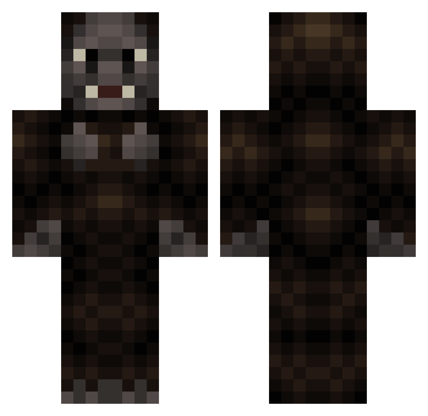Evonyy Minecraft skin, front and back view