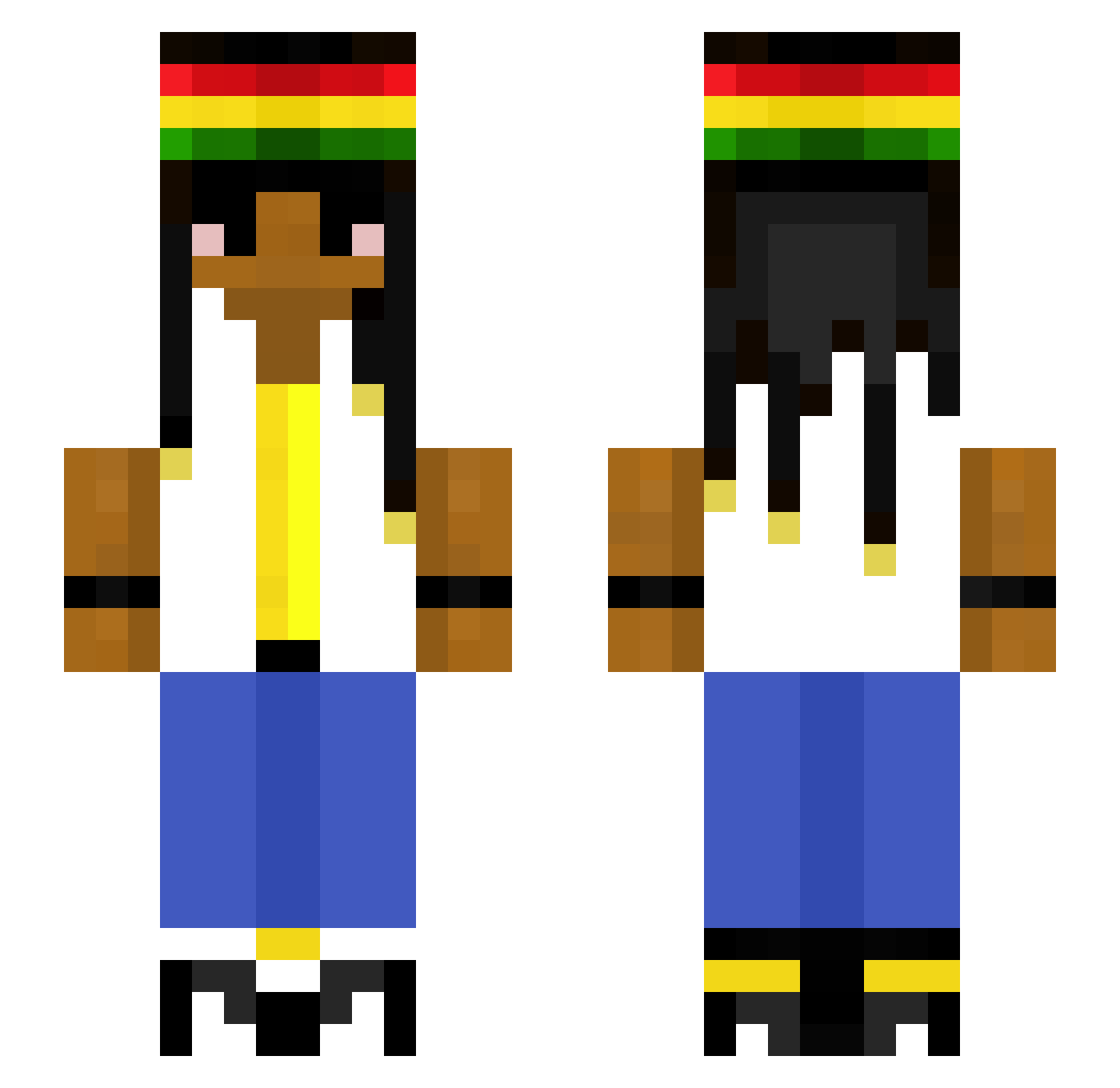 SadPlanets Minecraft skin, front and back view