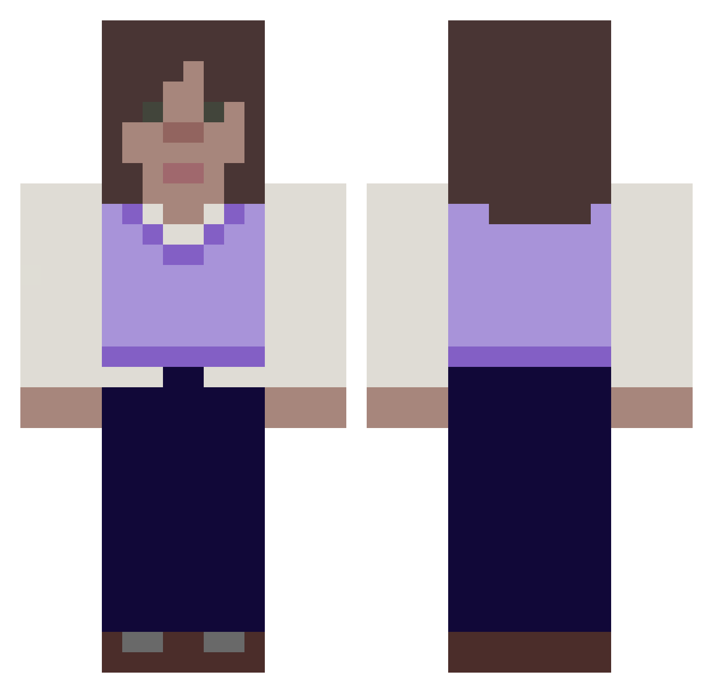 Soy_bread Minecraft skin, front and back view