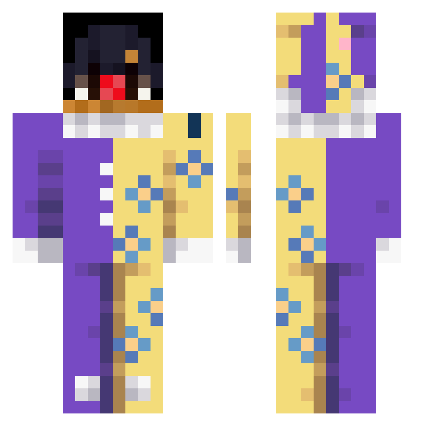 Rubes1502 Minecraft skin, front and back view