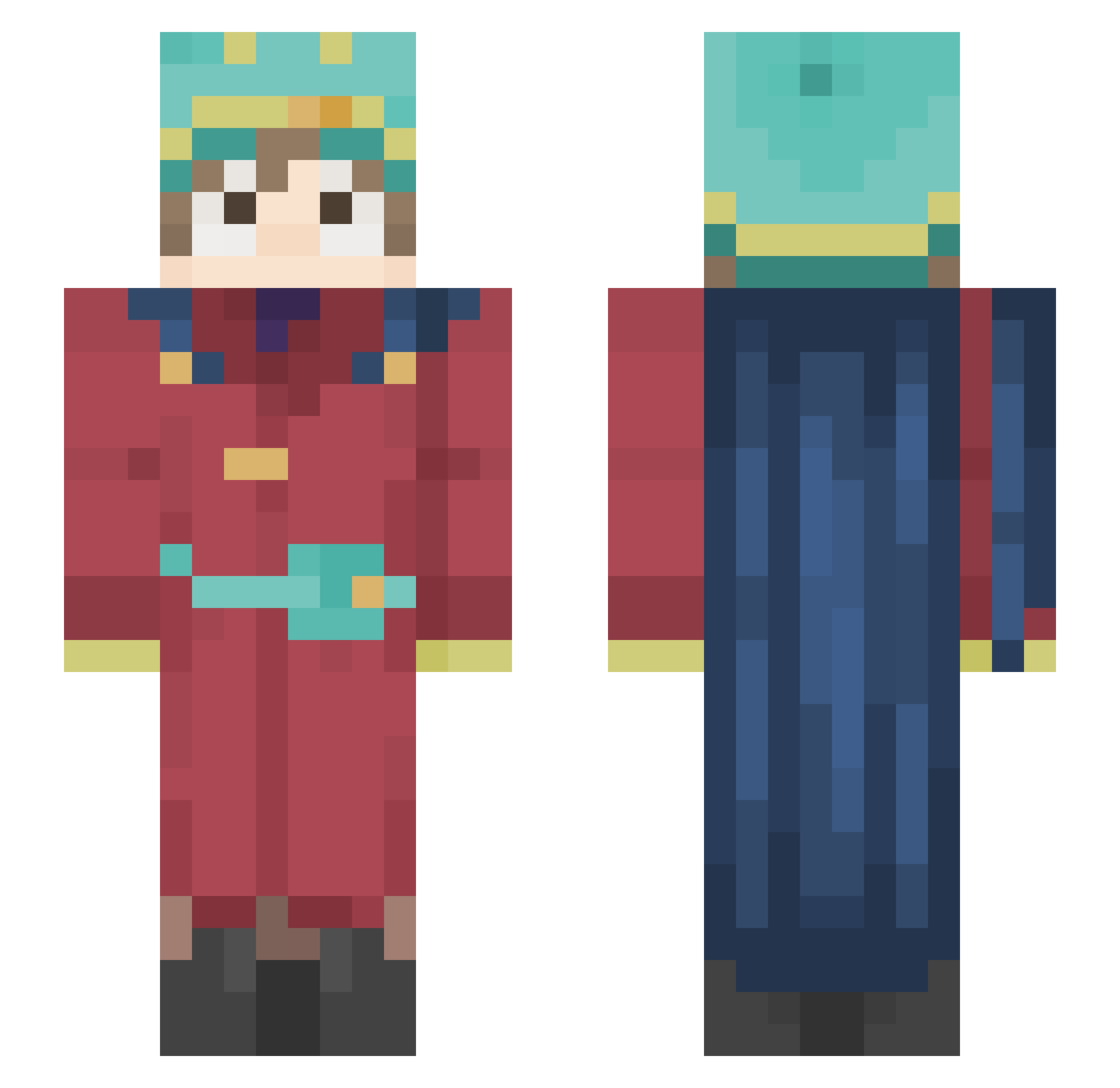 JlElM Minecraft skin, front and back view